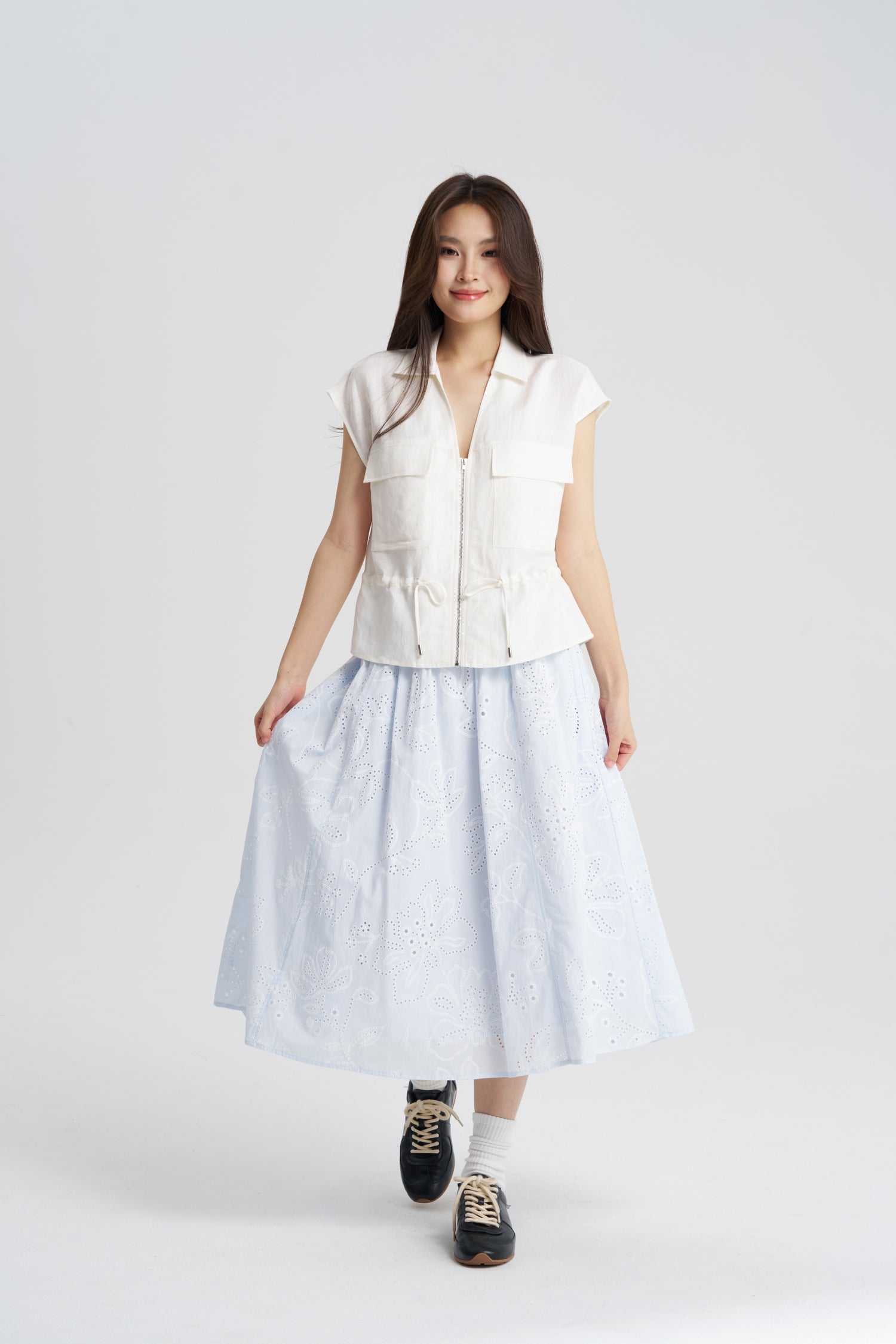 Drawcord Blouse - Cream