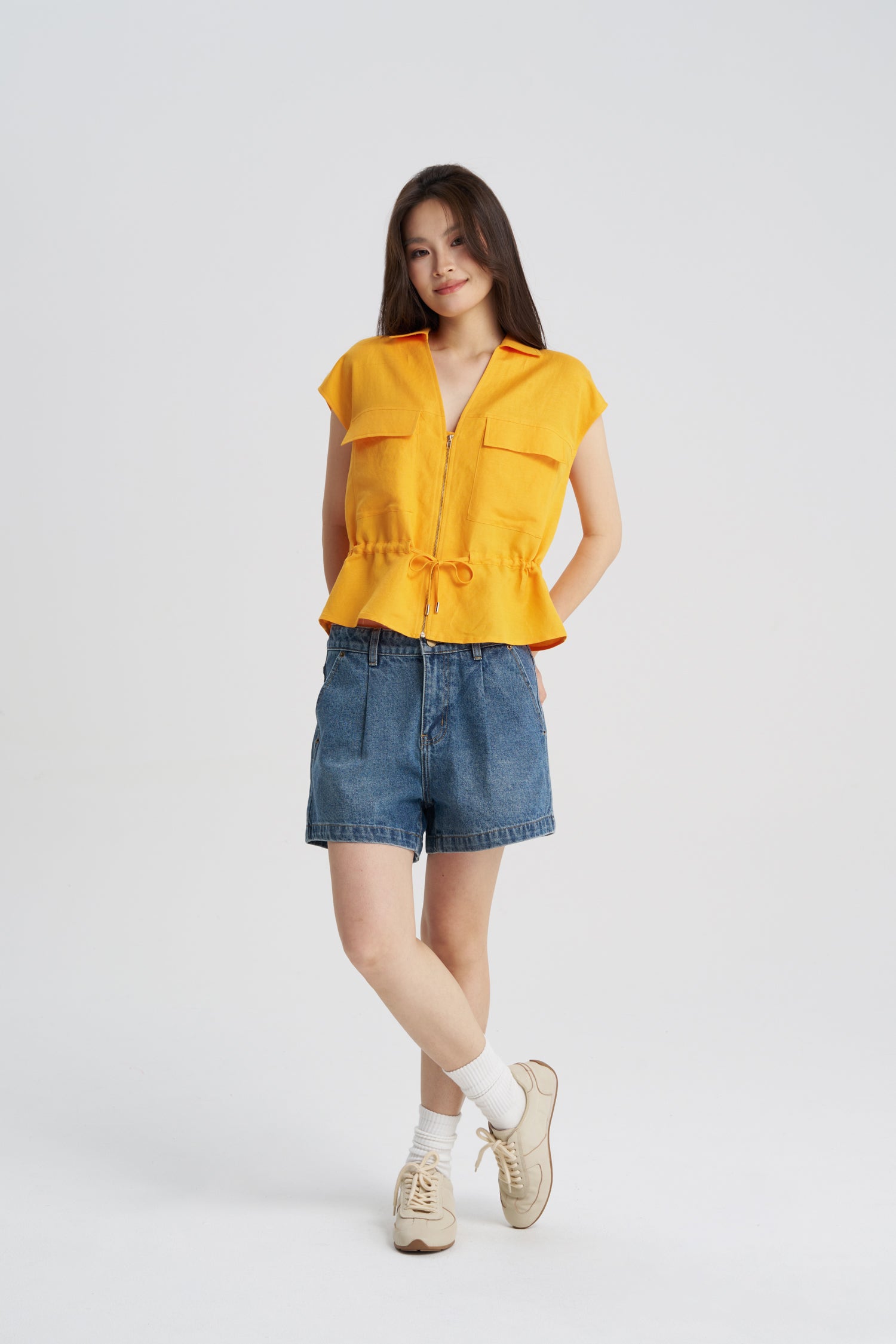 Drawcord Blouse - Sunray