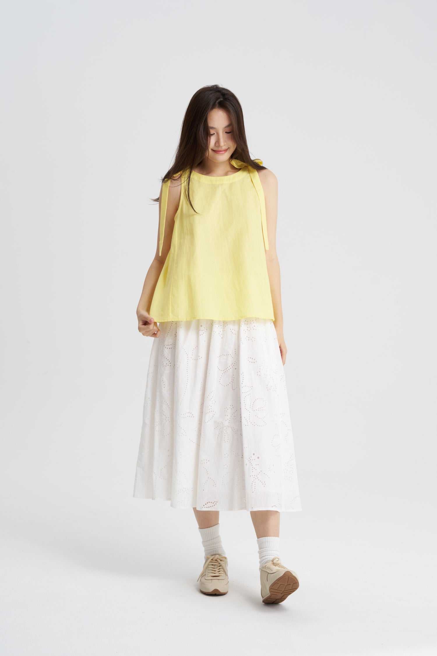 Striped Sleeveless Blouse - Canary