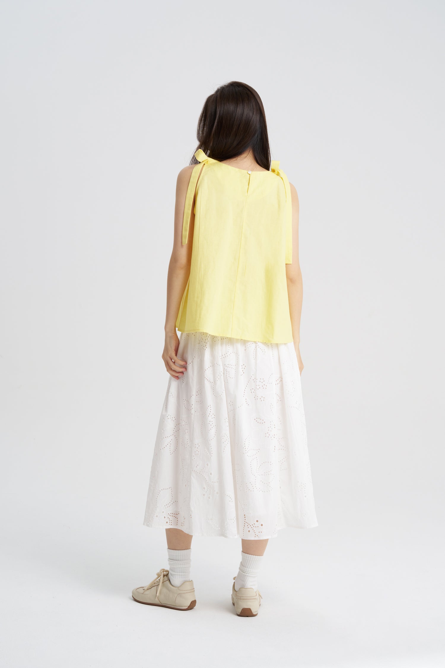 Striped Sleeveless Blouse - Canary