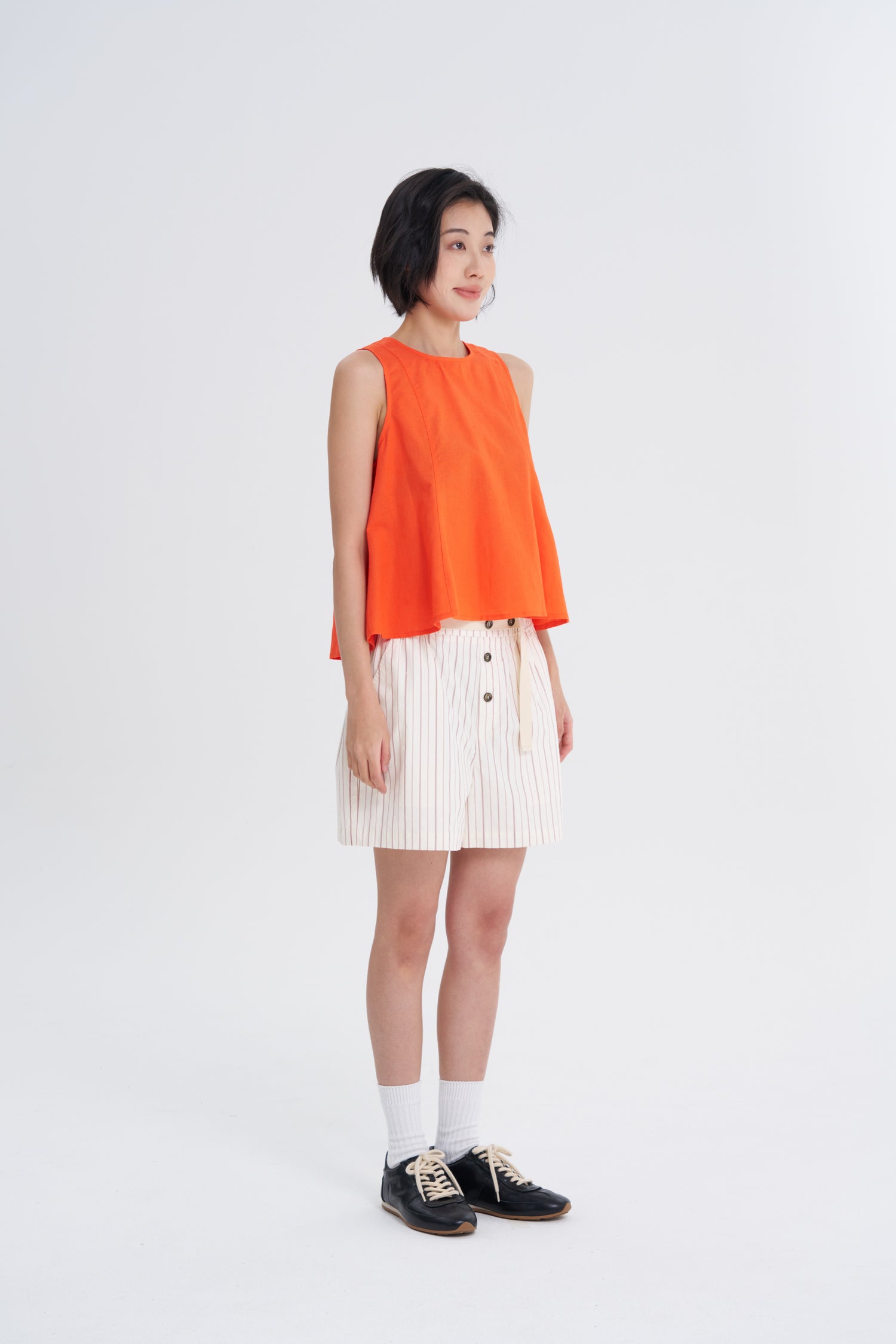 Panelled Sleeveless Blouse - Vermillion