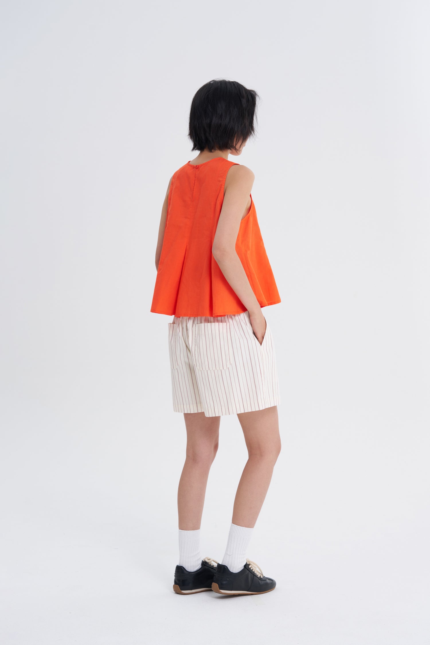 Panelled Sleeveless Blouse - Vermillion