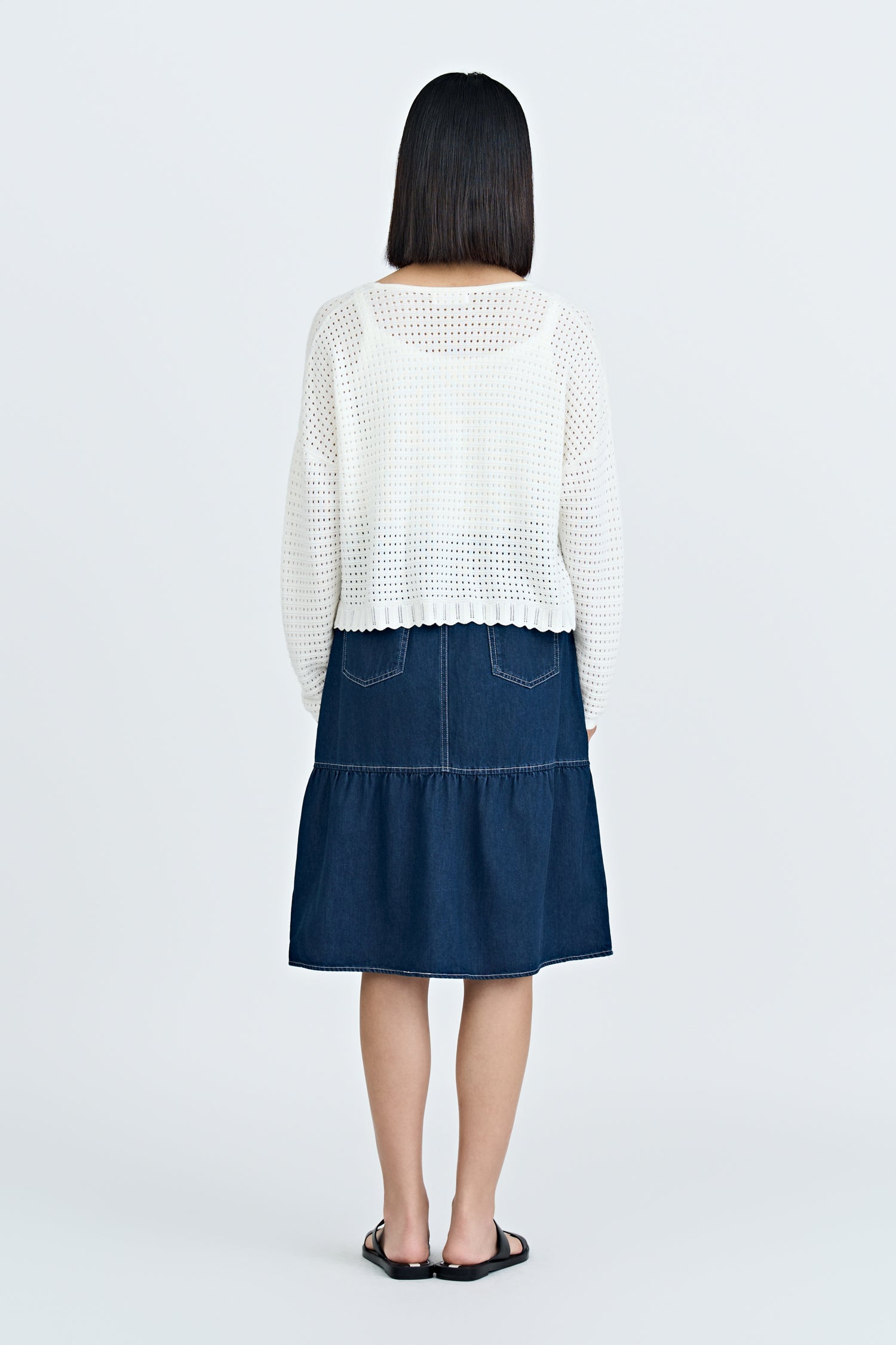 Knitted Crochet Cardigan - Cream