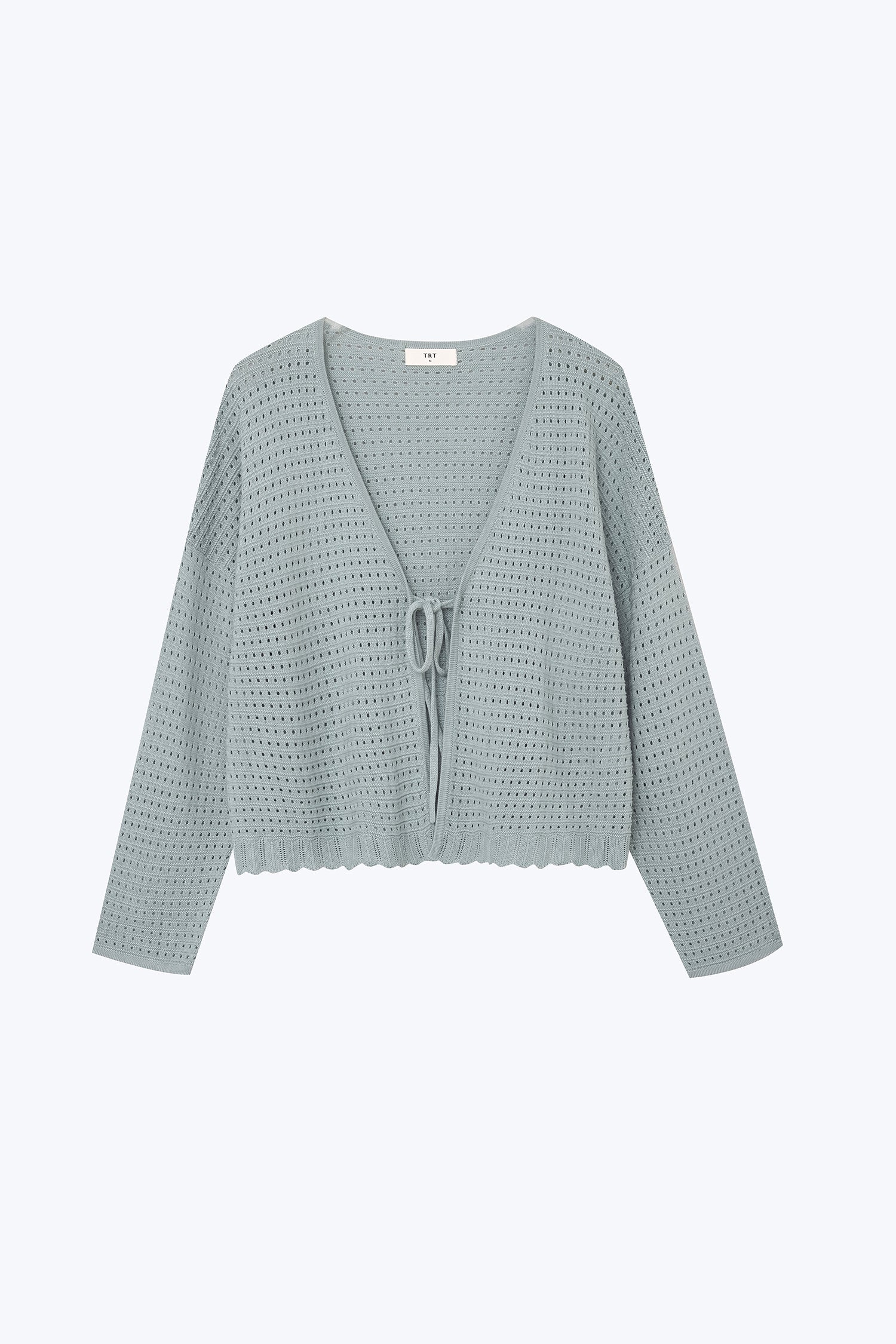 Knitted Crochet Cardigan - Dusty Blue