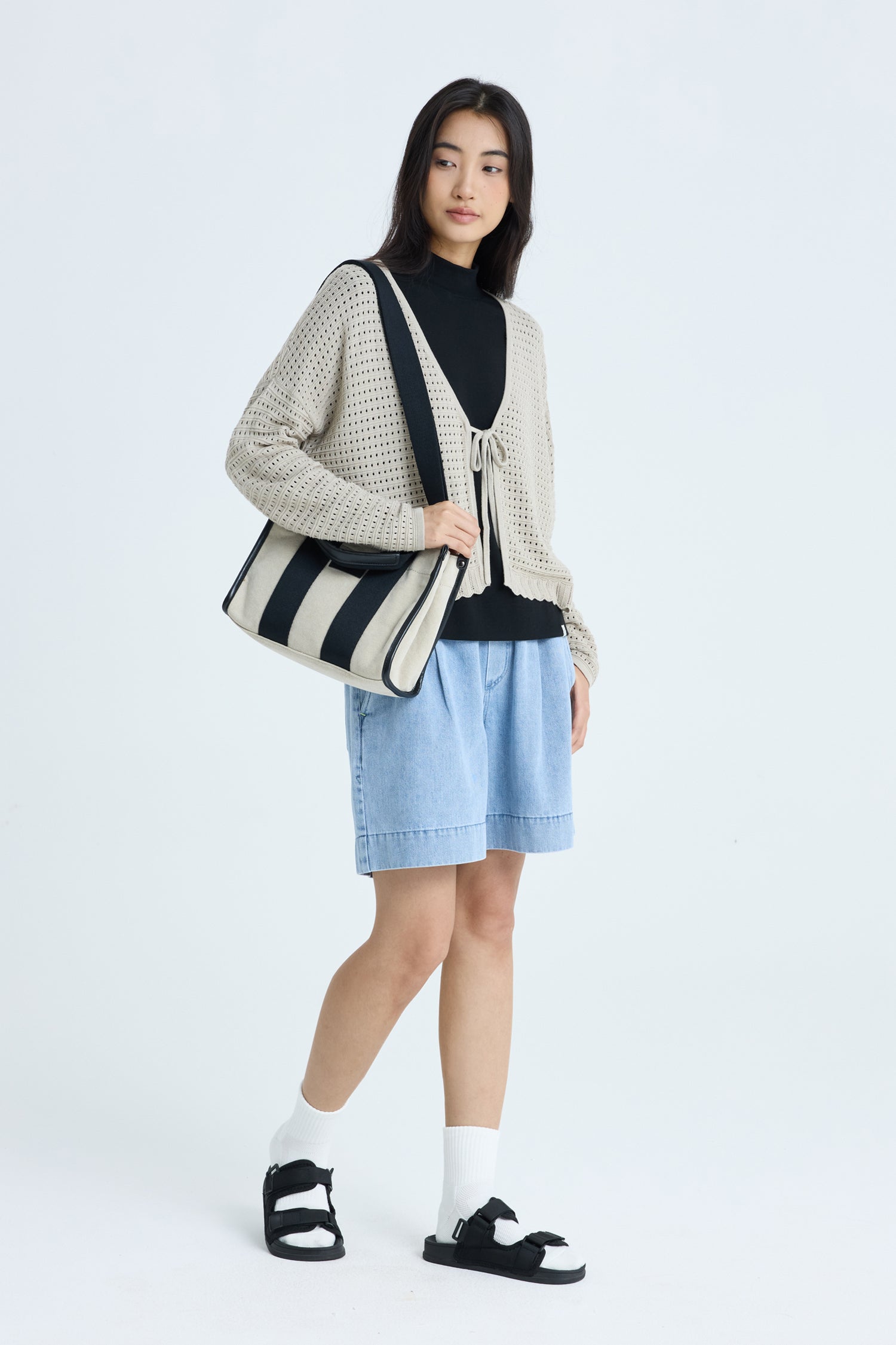 Knitted Crochet Cardigan - Khaki