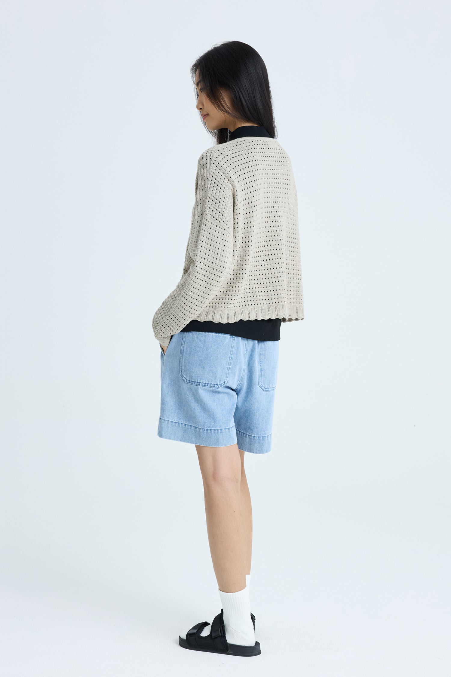 Knitted Crochet Cardigan - Khaki