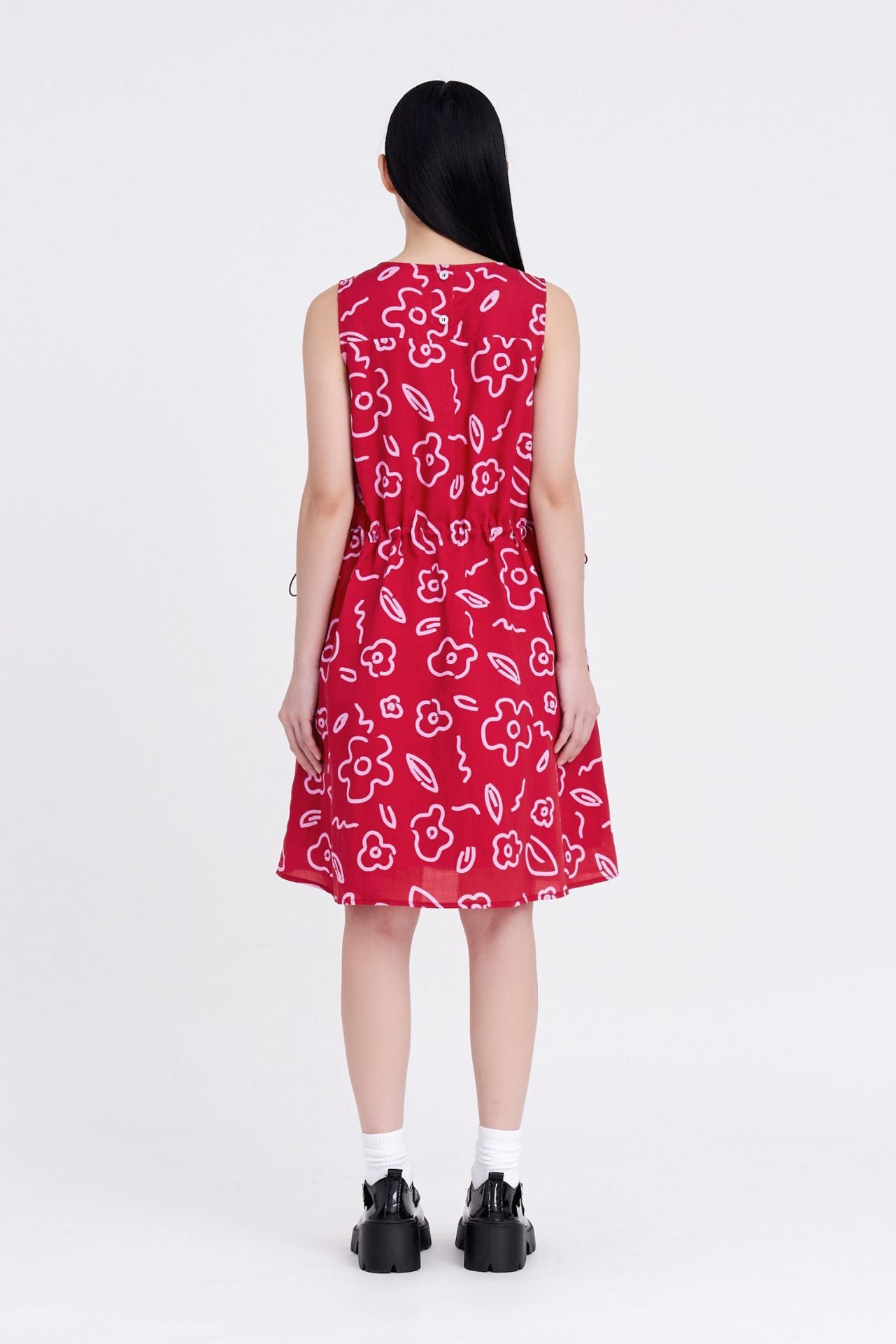 Floral Drawcord Dress - Floral Red [AT]