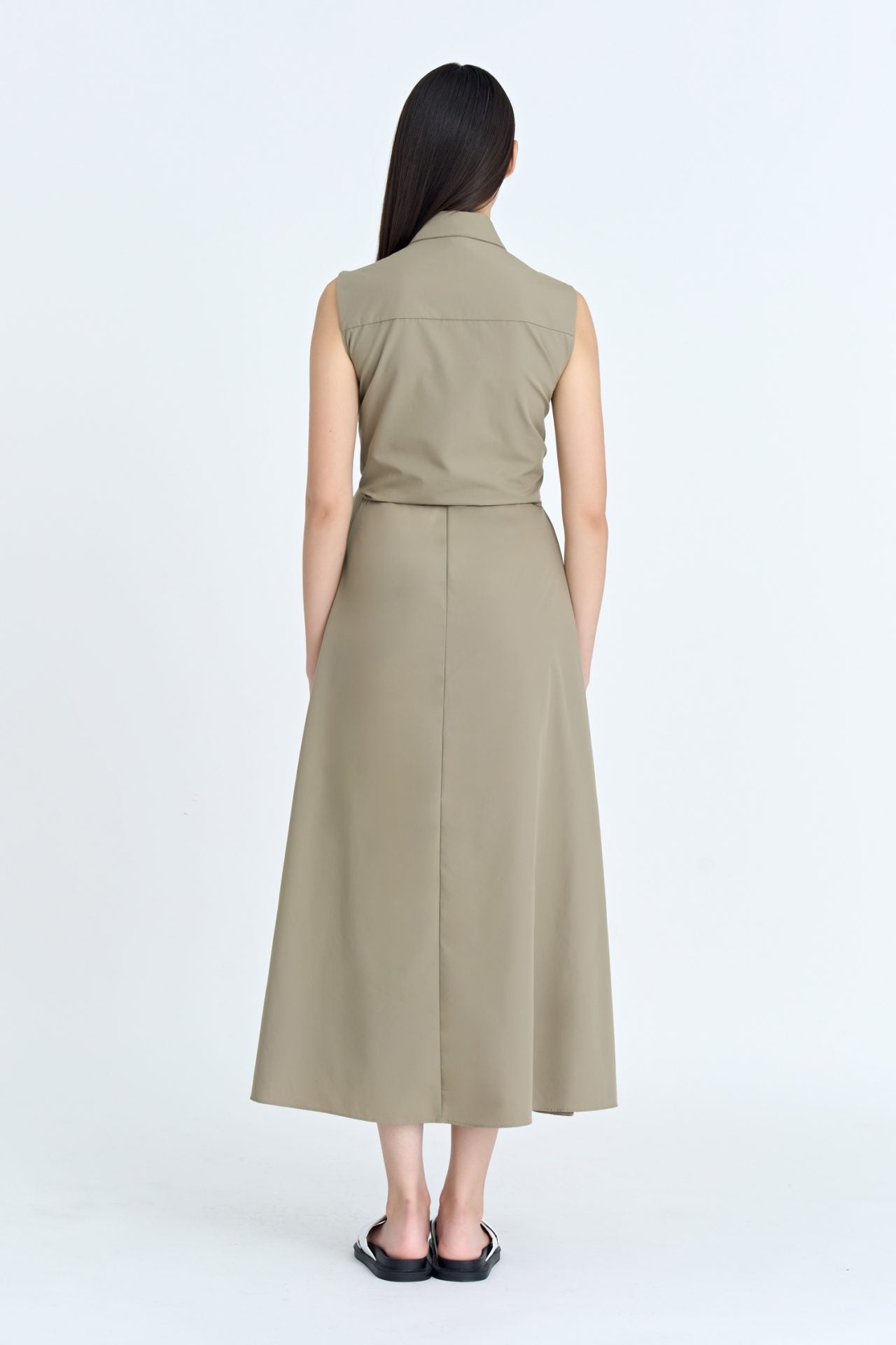 Sleeveless Wrap Dress - Khaki Green