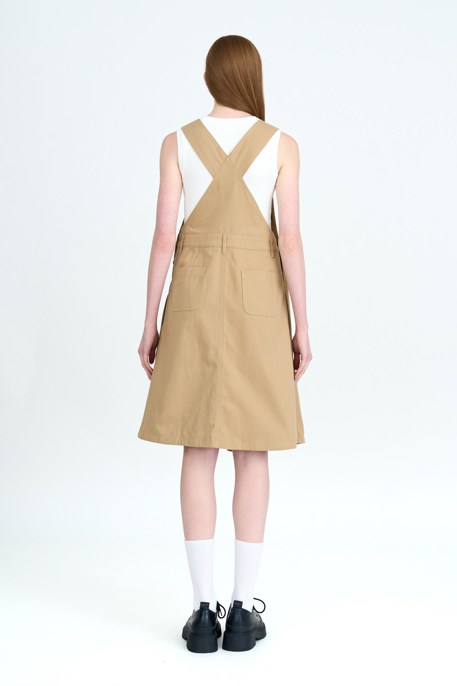 Flare Dungaree Dress - Khaki [AT]