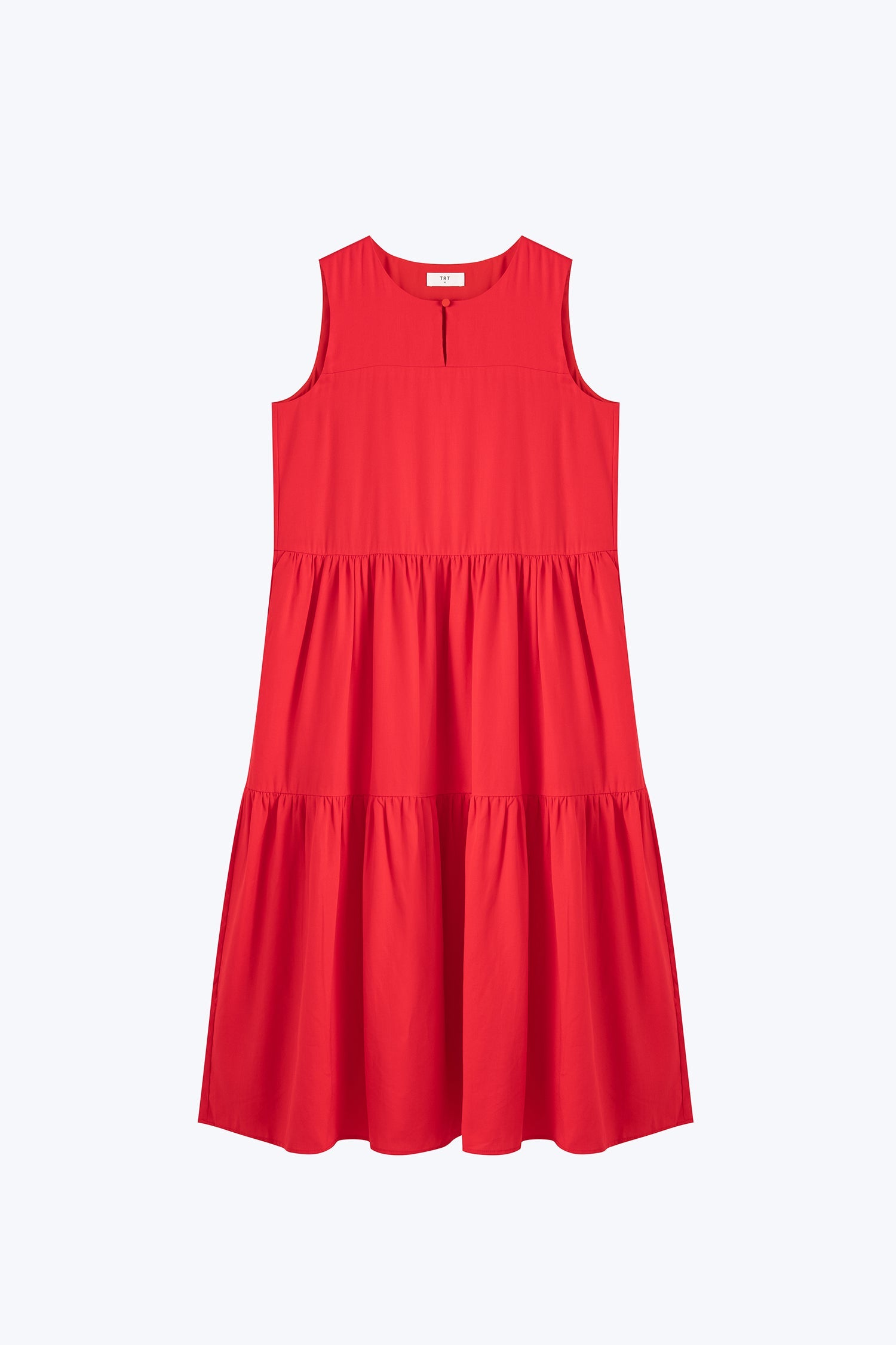 Sleeveless Gathered Tier Dress - Red [AT]