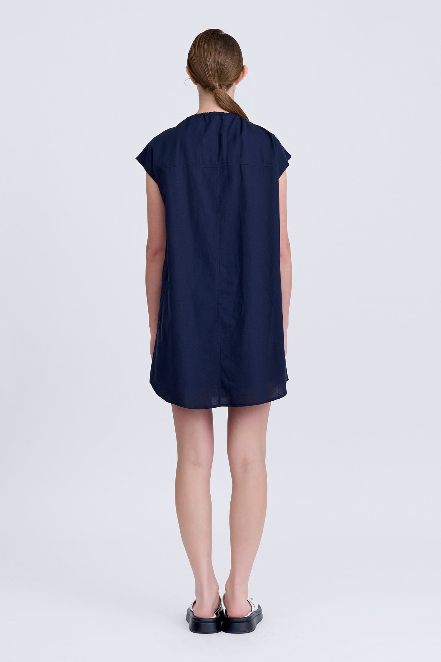 Drawcord Dress - Navy [AT]