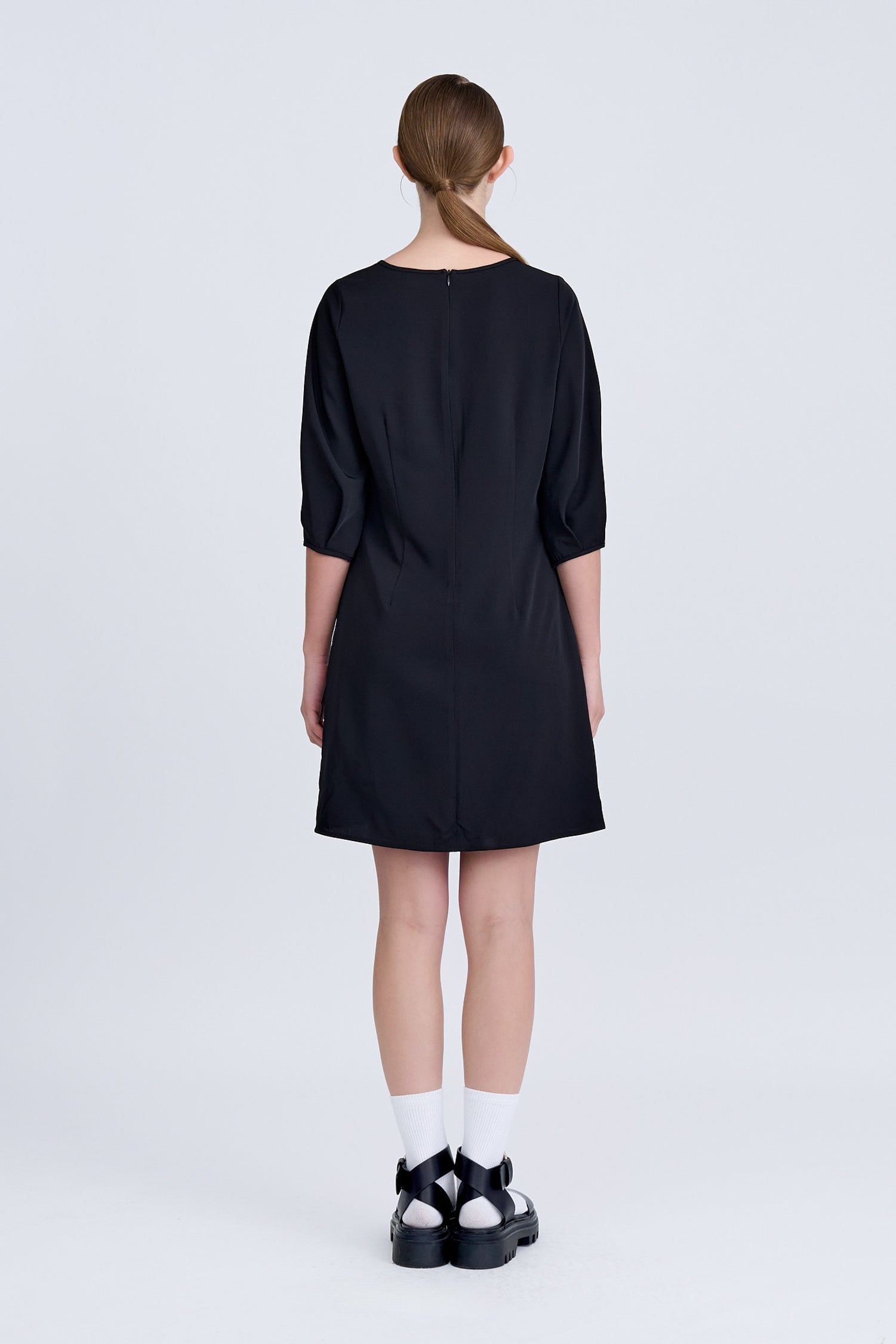 Pleated Flare Dress - Black [AT]