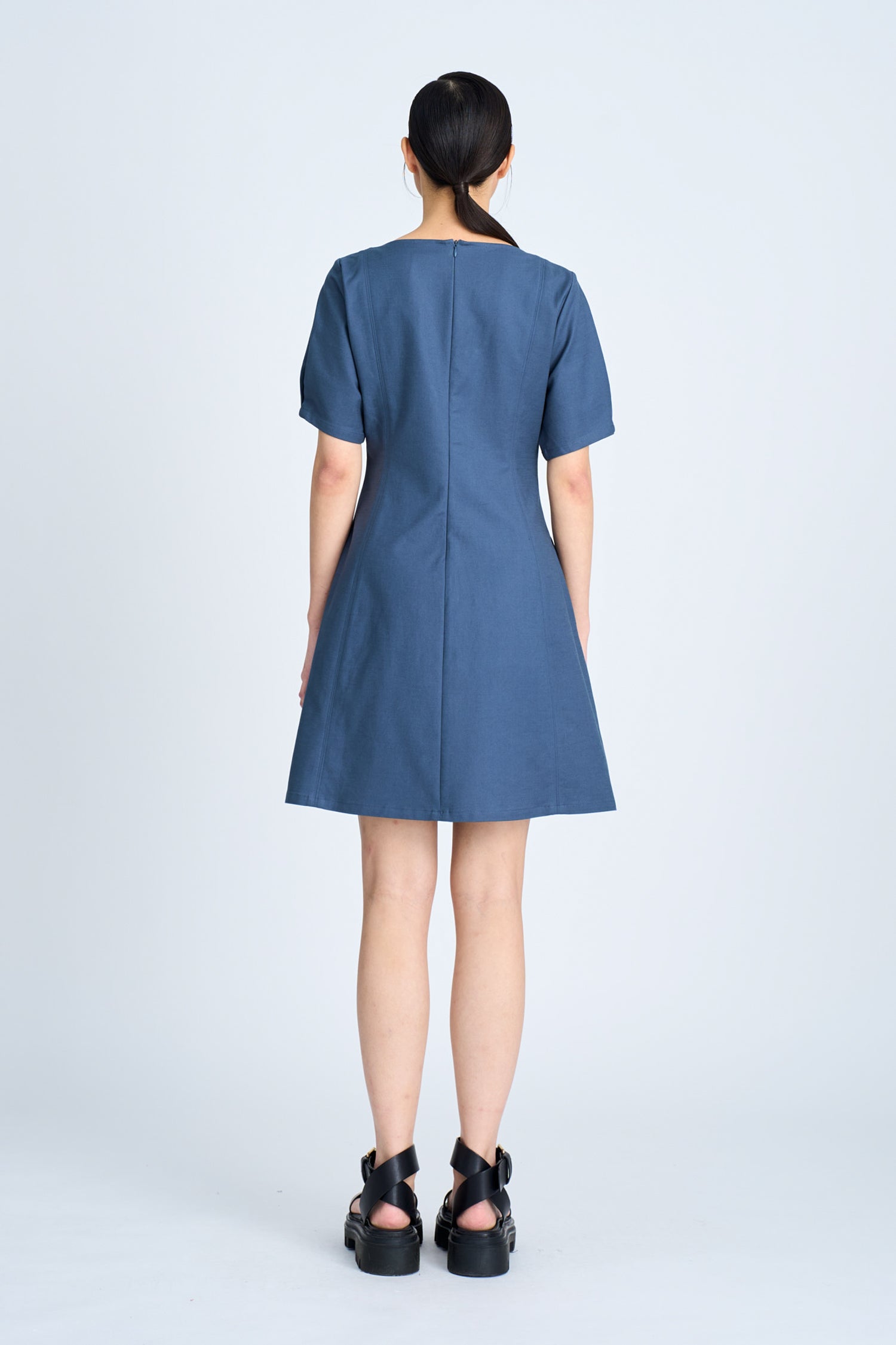 Seam Detail Dress - Denim Blue