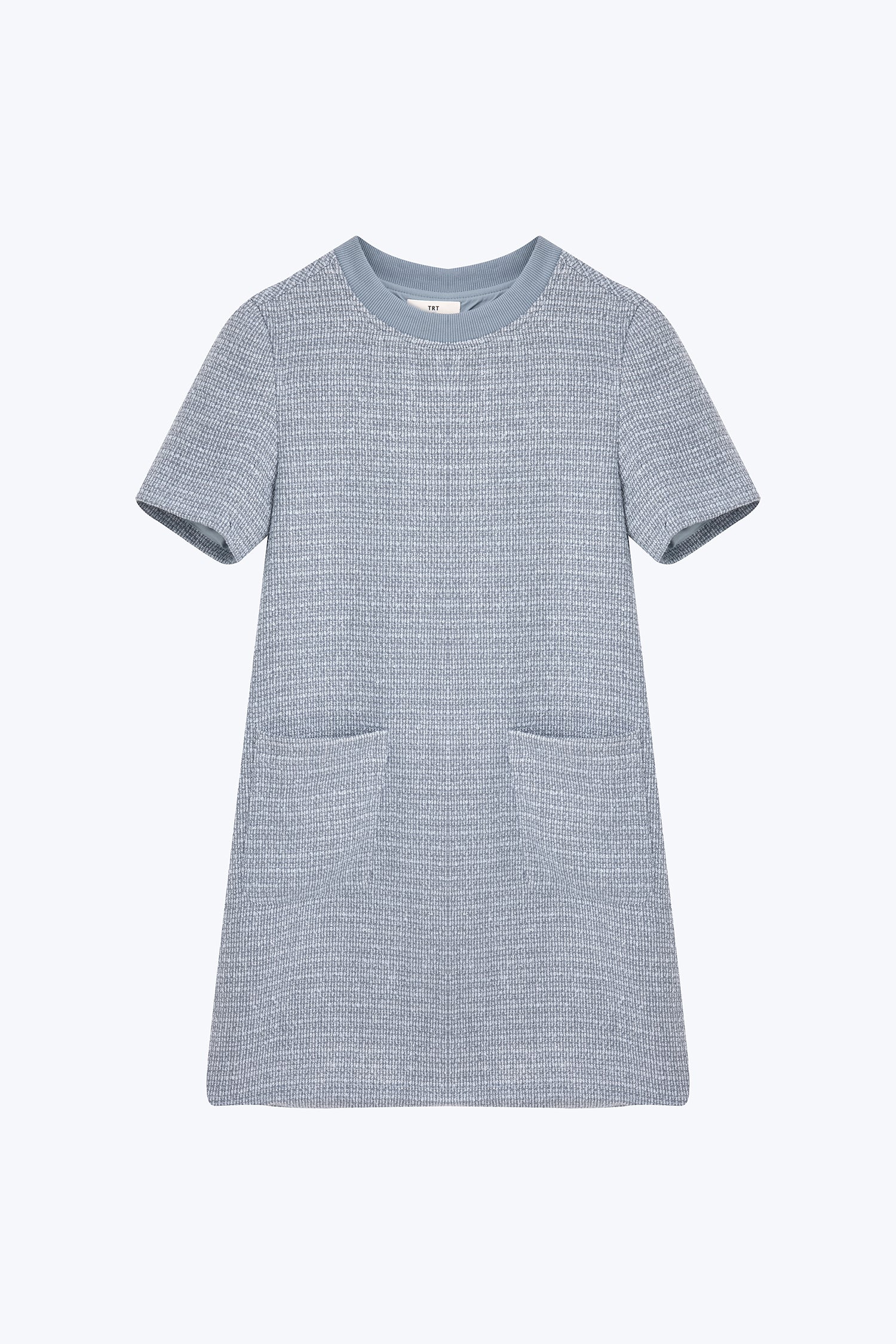 Tweed Short Sleeve Dress - Dusty Blue [AT]