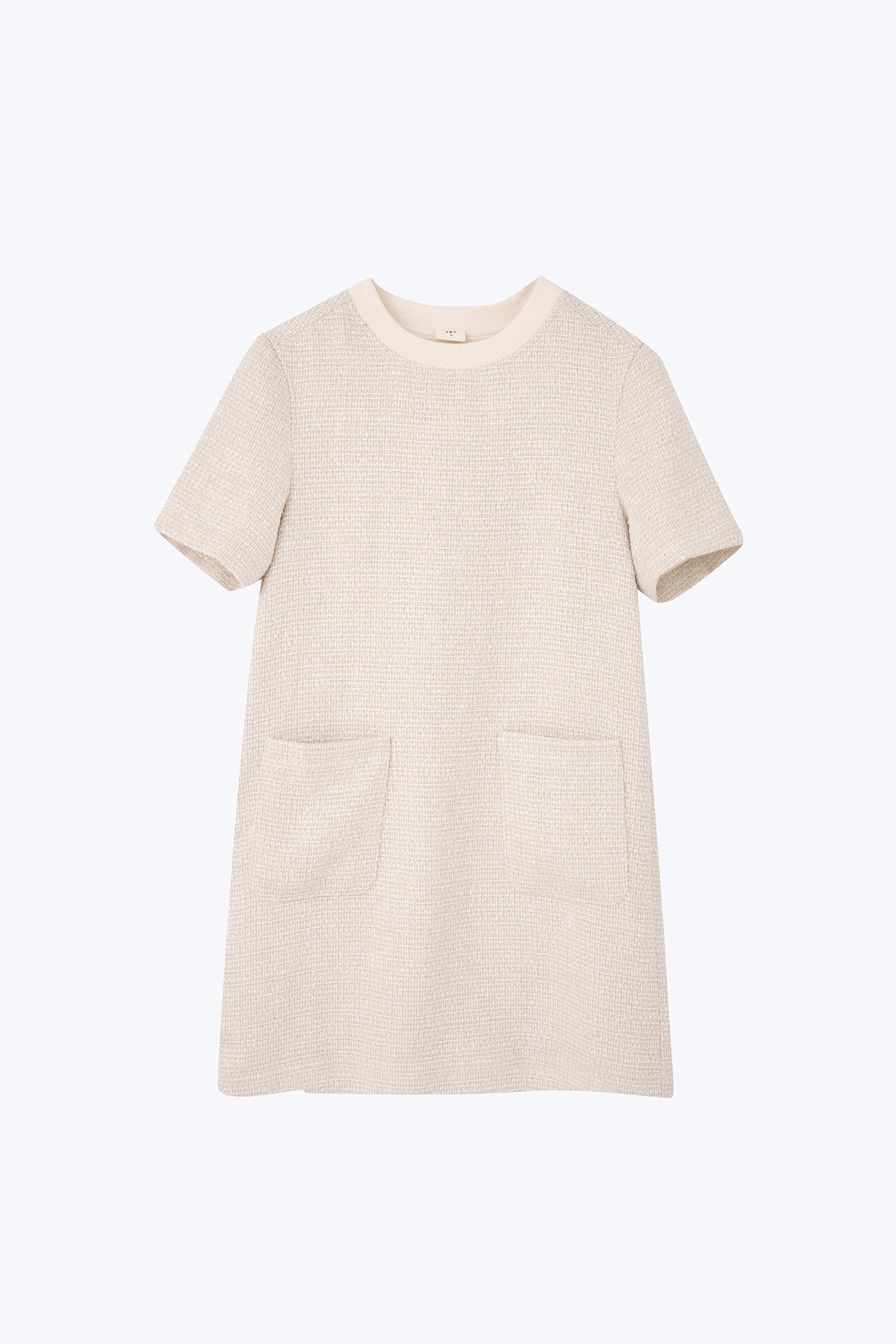 Tweed Short Sleeve Dress - Sand [AT]