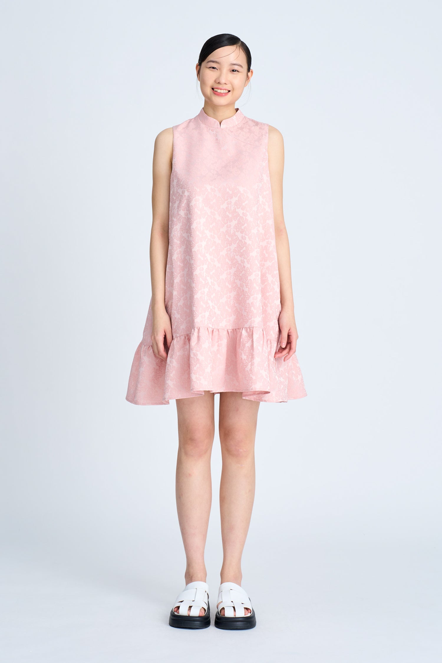 Mandarin Collar Dress - Blush [AT]
