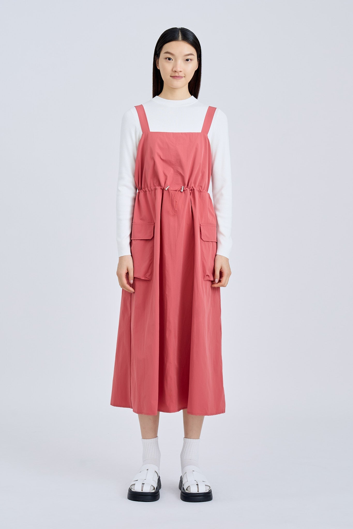 Drawstring Cargo Pinafore - Dusty Cedar [AT]