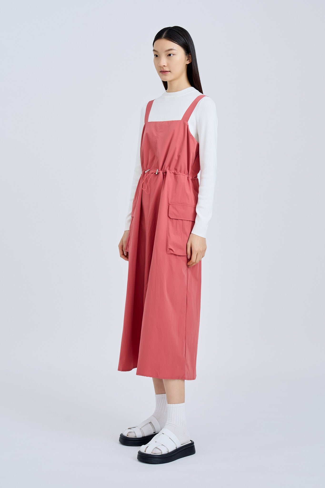 Drawstring Cargo Pinafore - Dusty Cedar [AT]