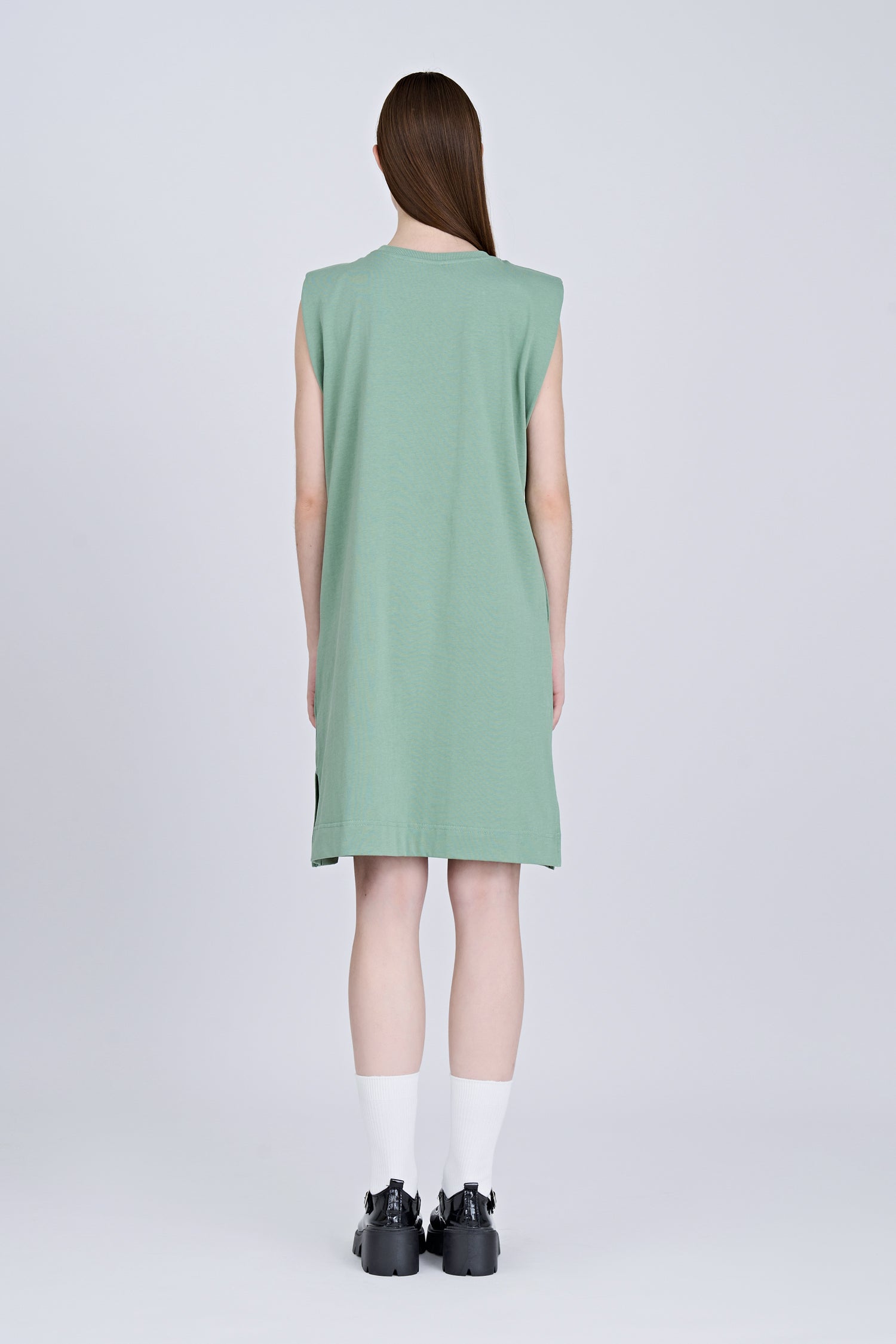 Shoulder Padded Dress - Pistachio [AT]