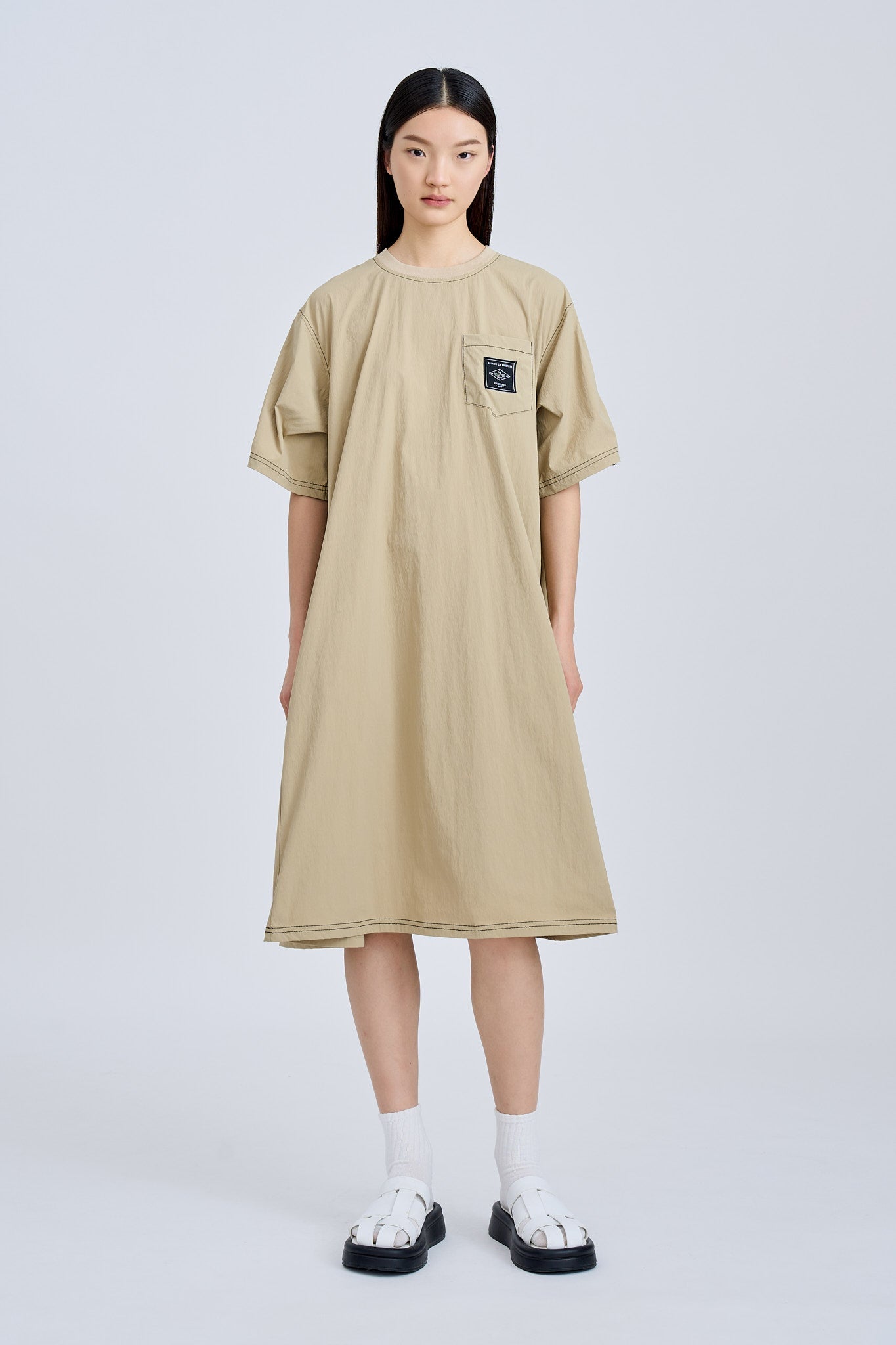 Short Sleeve Tent Dress - Khaki [AT]