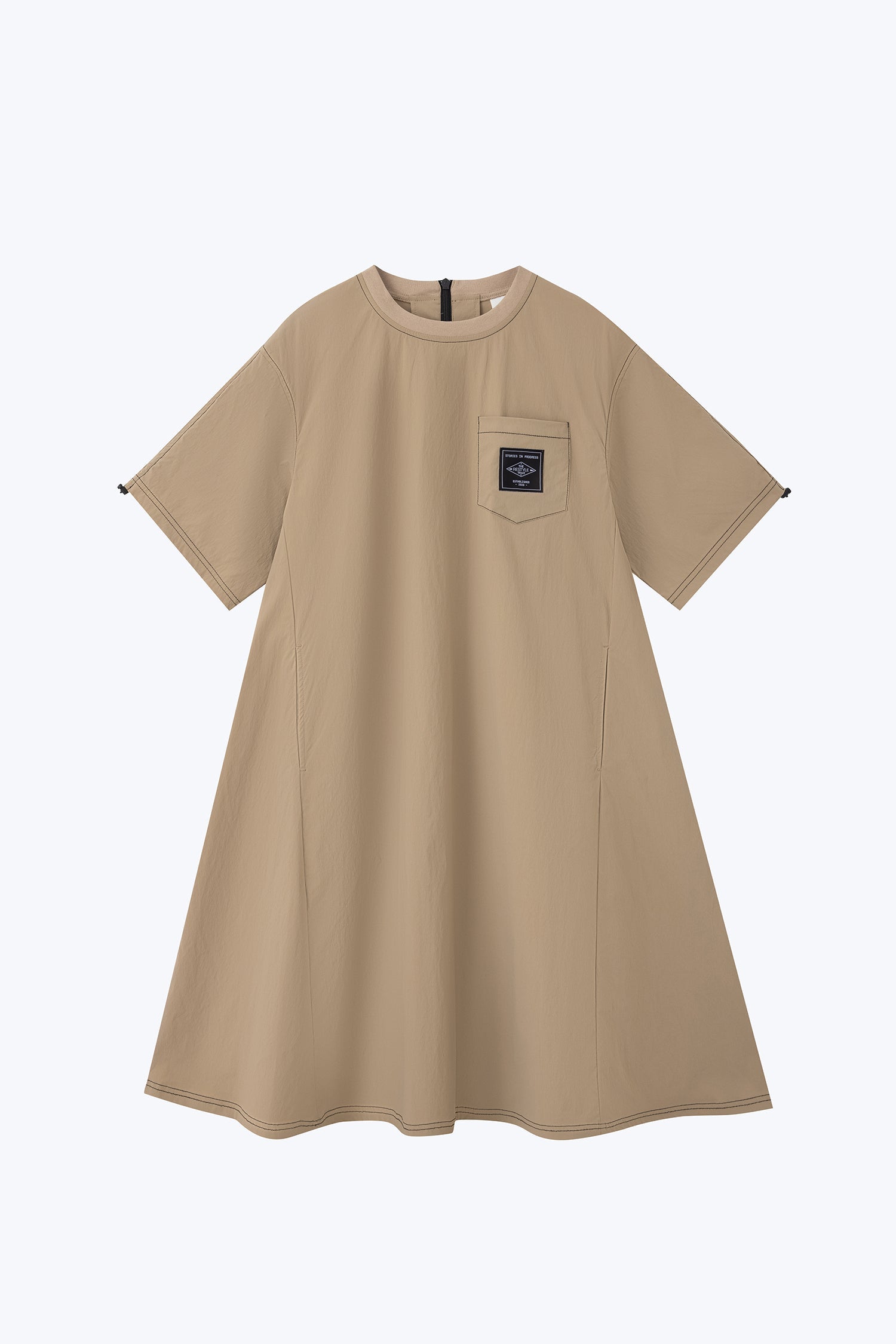 Short Sleeve Tent Dress - Khaki [AT]