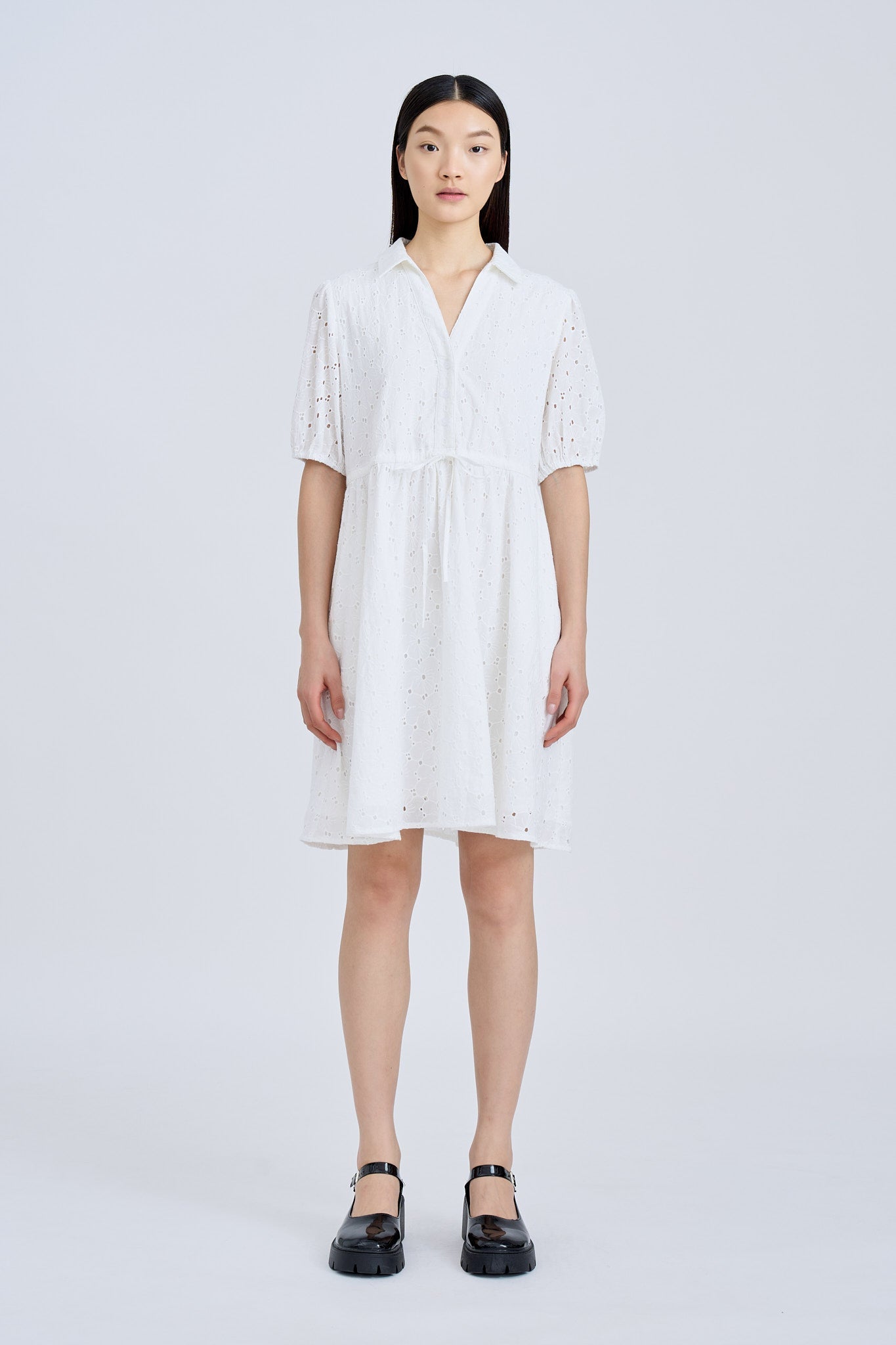 Draw Waist Dress - Cream [AT]