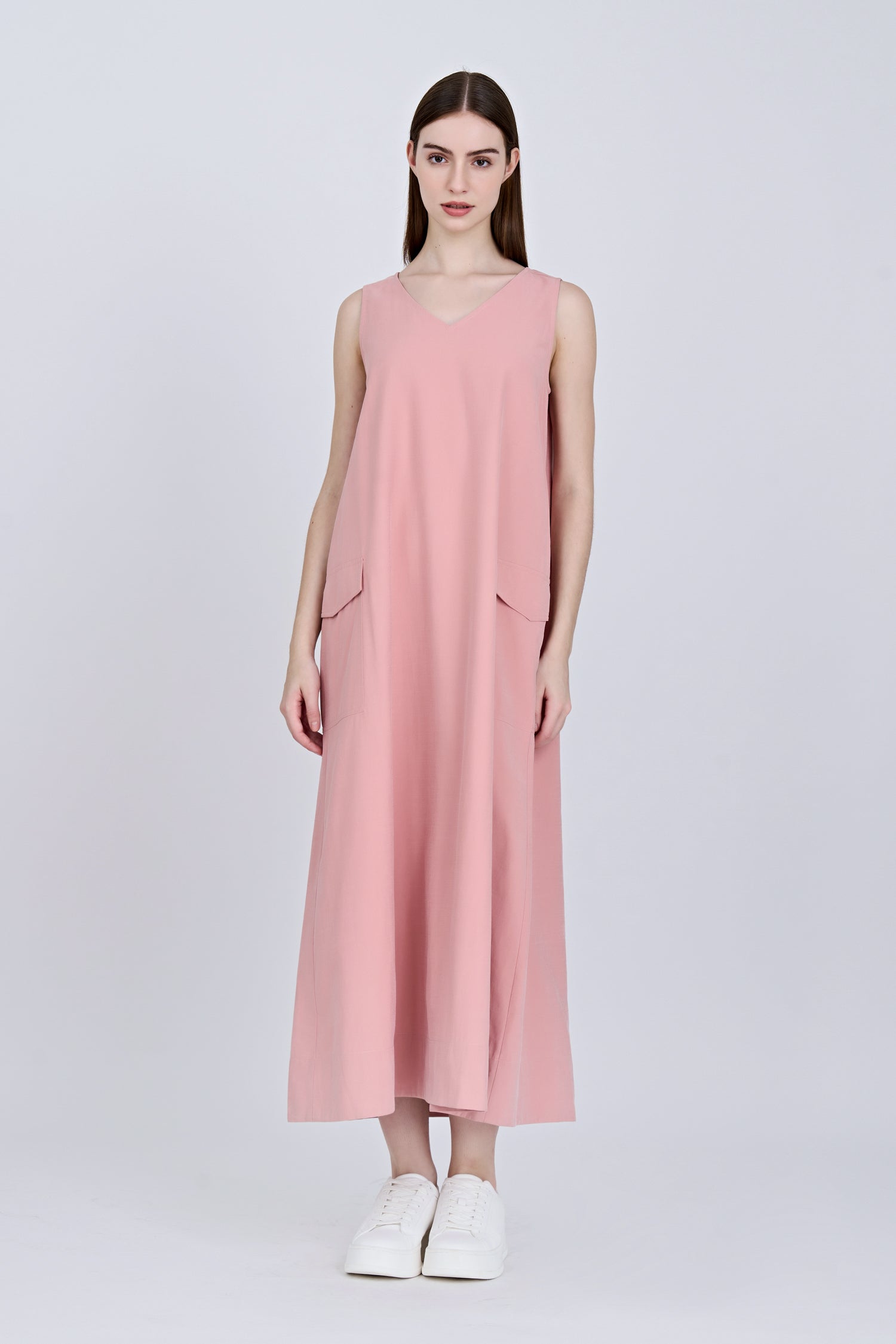 V-Neck Sleeveless Dress - Blush [AT]