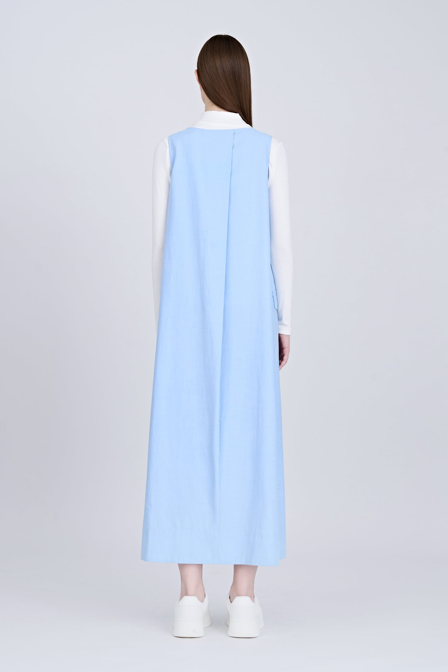 V-Neck Sleeveless Dress - Sky Blue [AT]