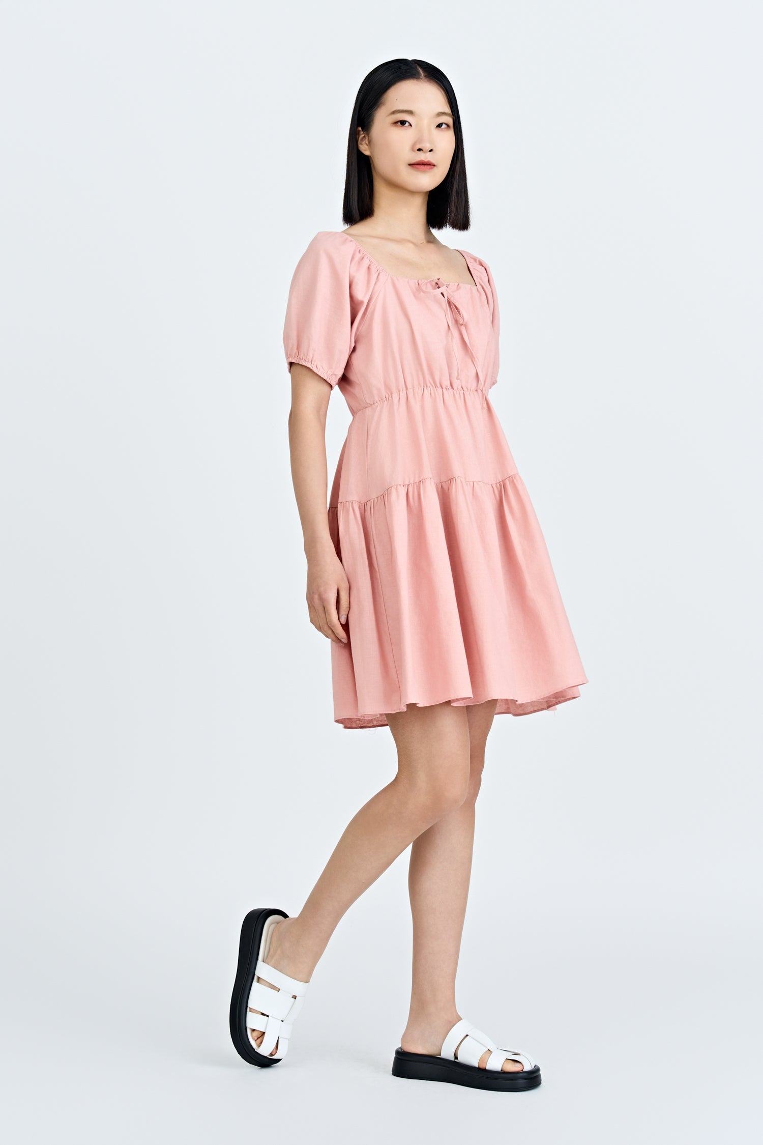 Gathered Tier Dress - Blush