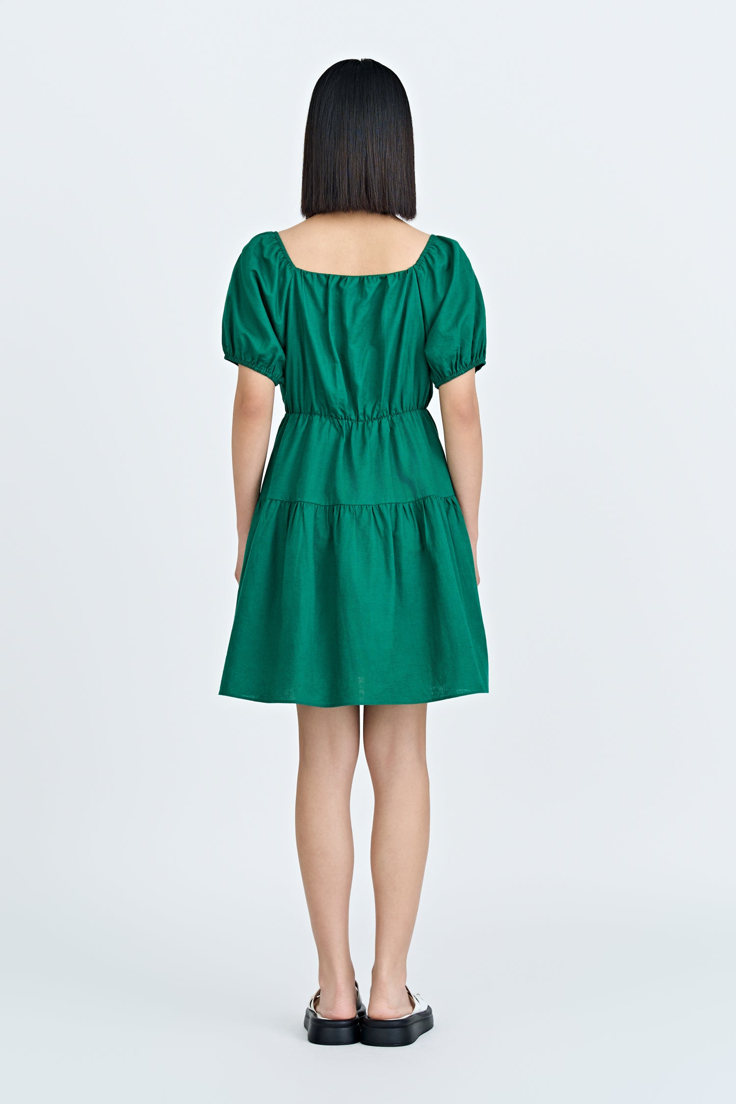 Gathered Tier Dress - Emerald