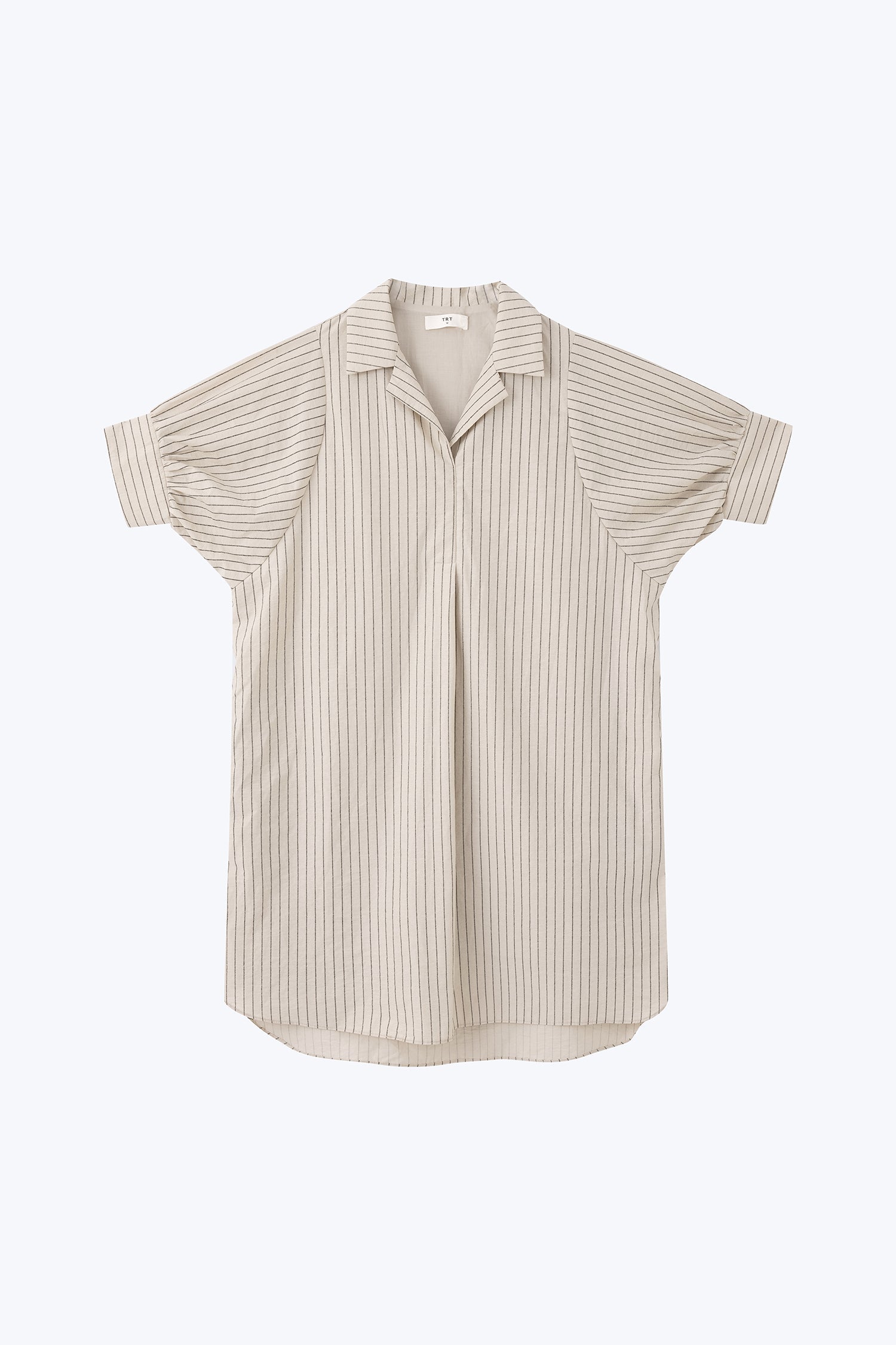 Striped Notched Collar Dress - Stripes Sand