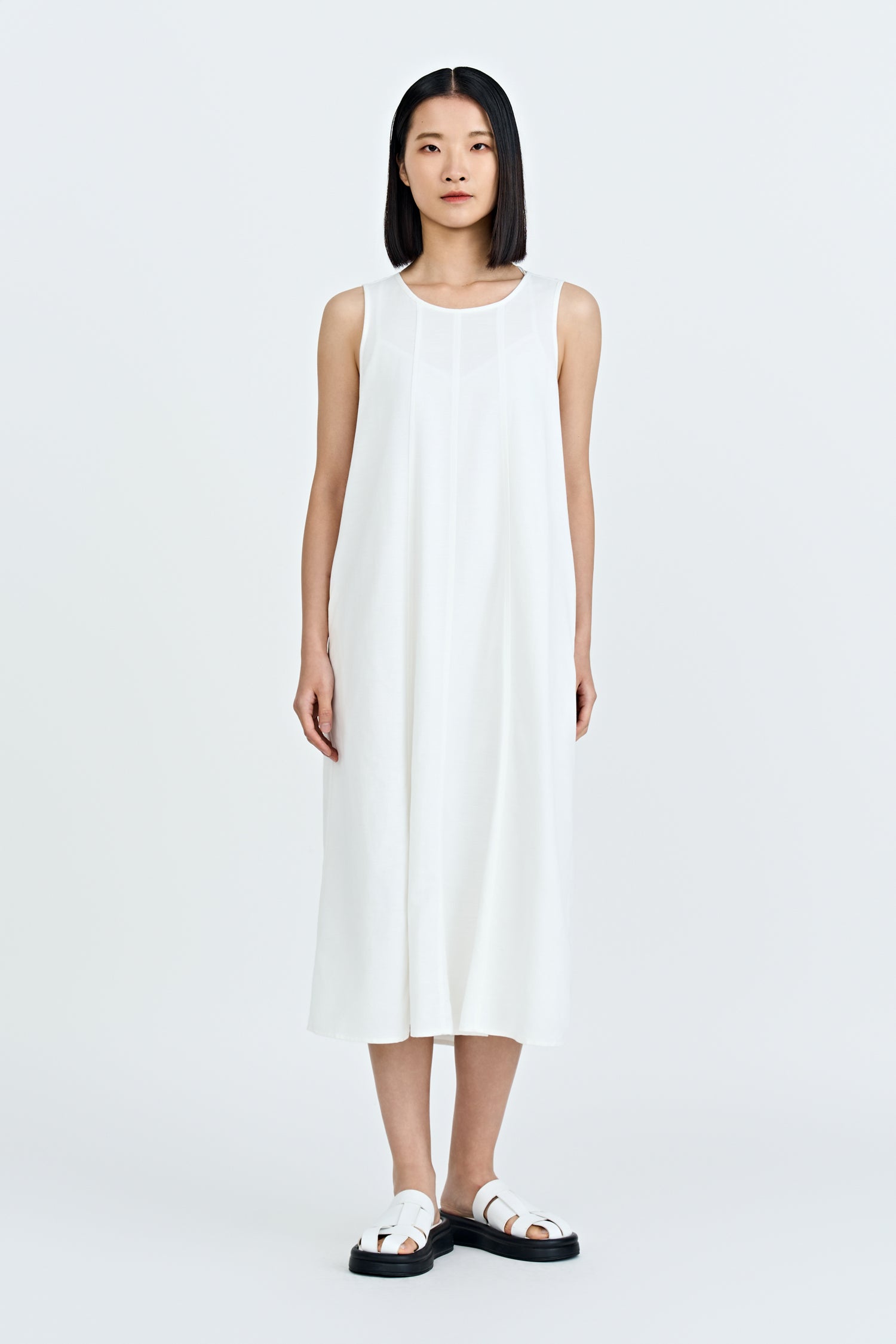 Overlap Back Dress - Cream [AT]
