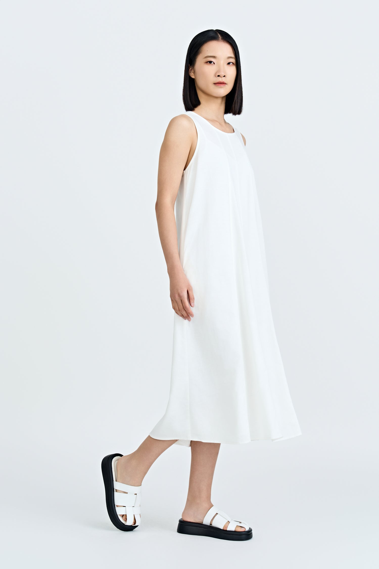Overlap Back Dress - Cream [AT]