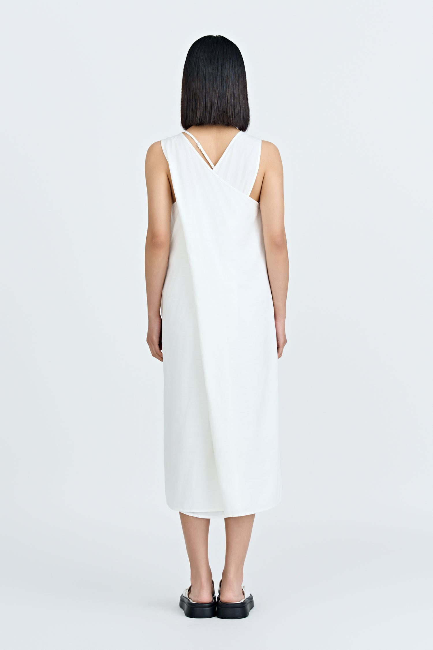 Overlap Back Dress - Cream [AT]