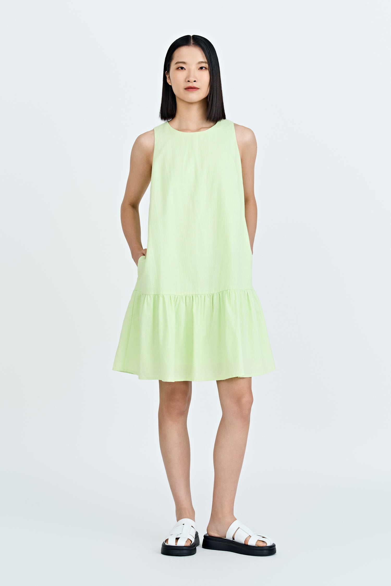 Ruffle Hem Sleeveless Dress - Melon
