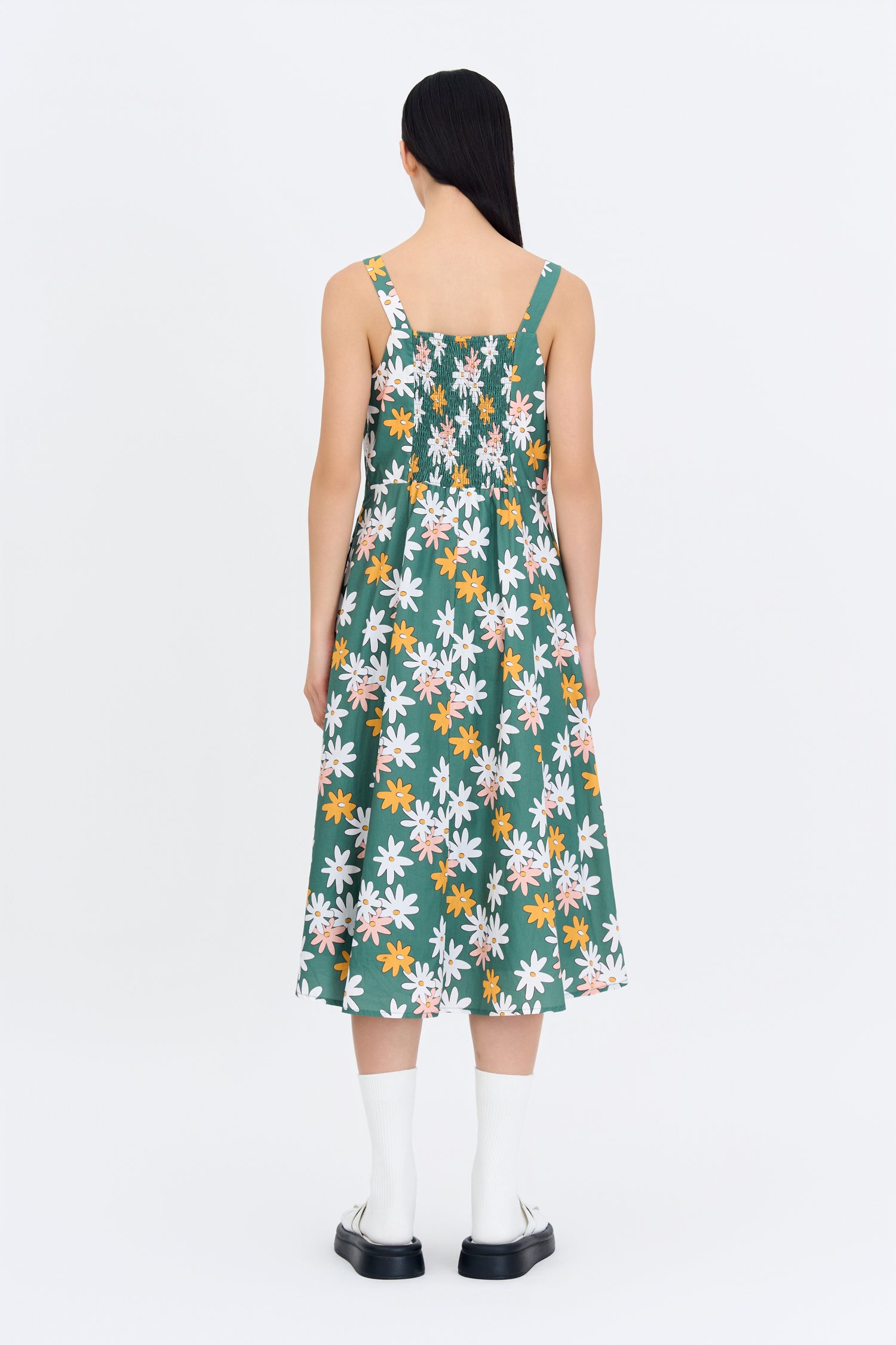 Floral Flare Dress - Floral Green
