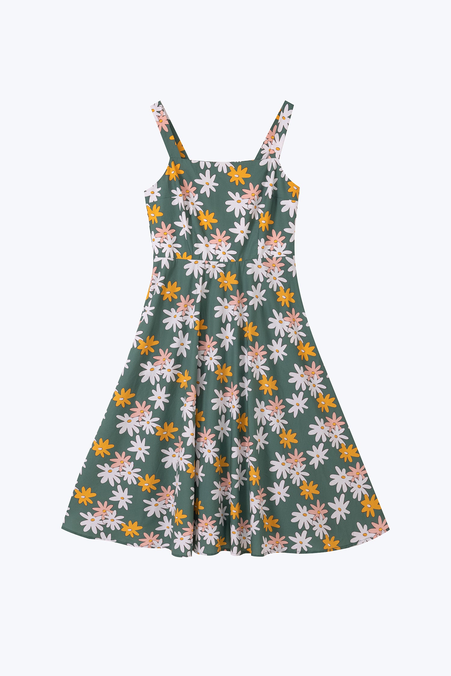 Floral Flare Dress - Floral Green