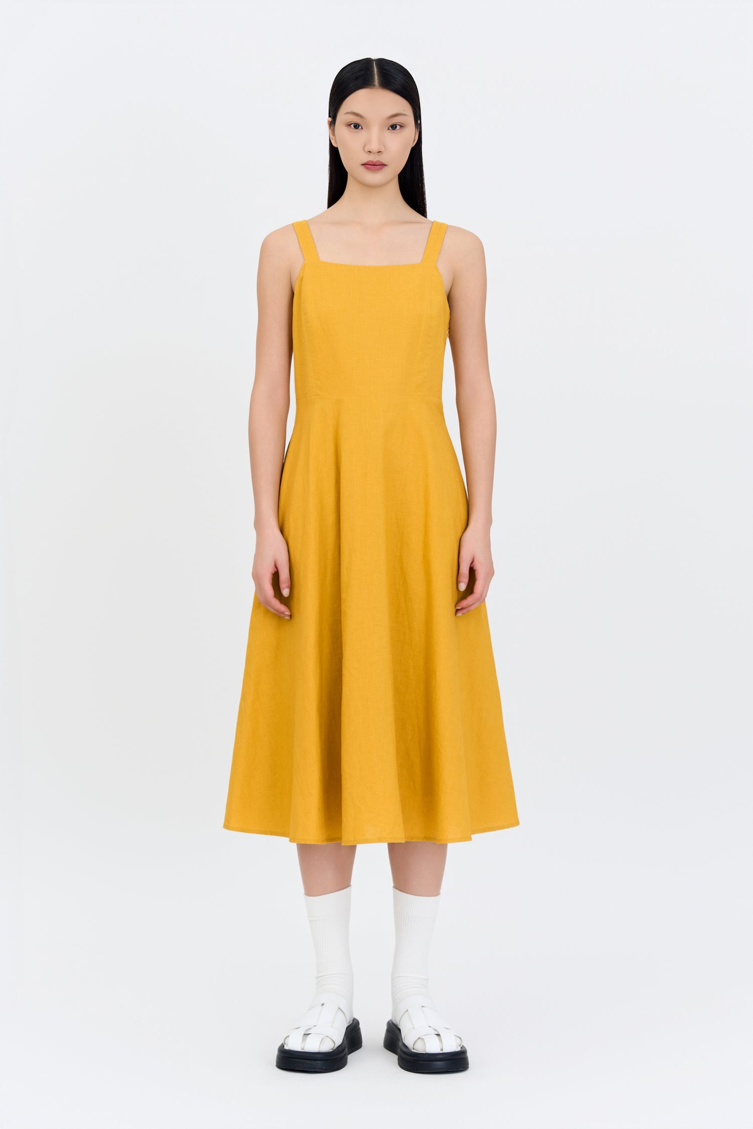 Square Neck Flare Dress - Sunray