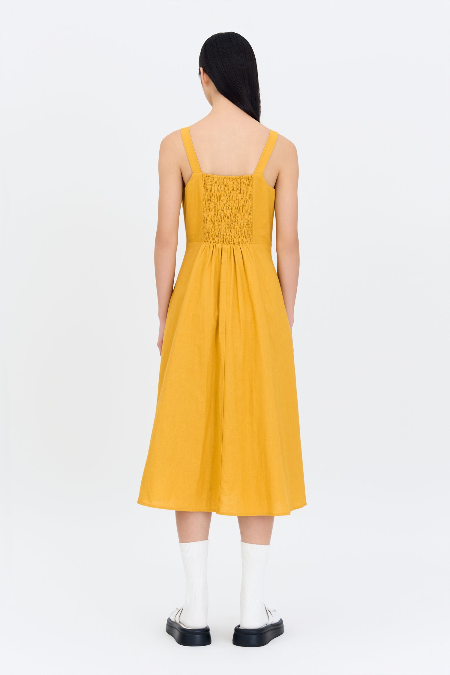 Square Neck Flare Dress - Sunray