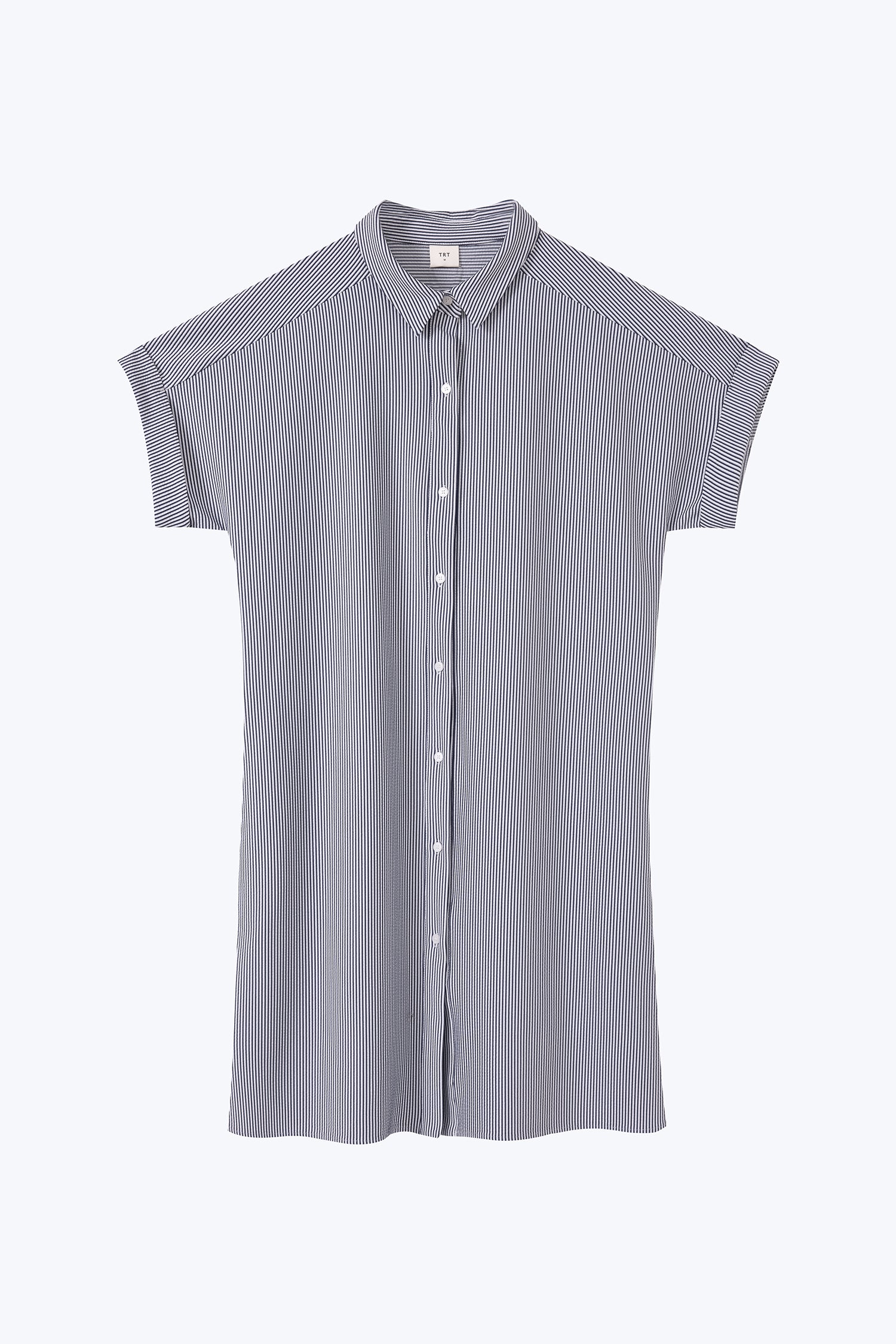 Striped Button Up Dress - Striped Navy