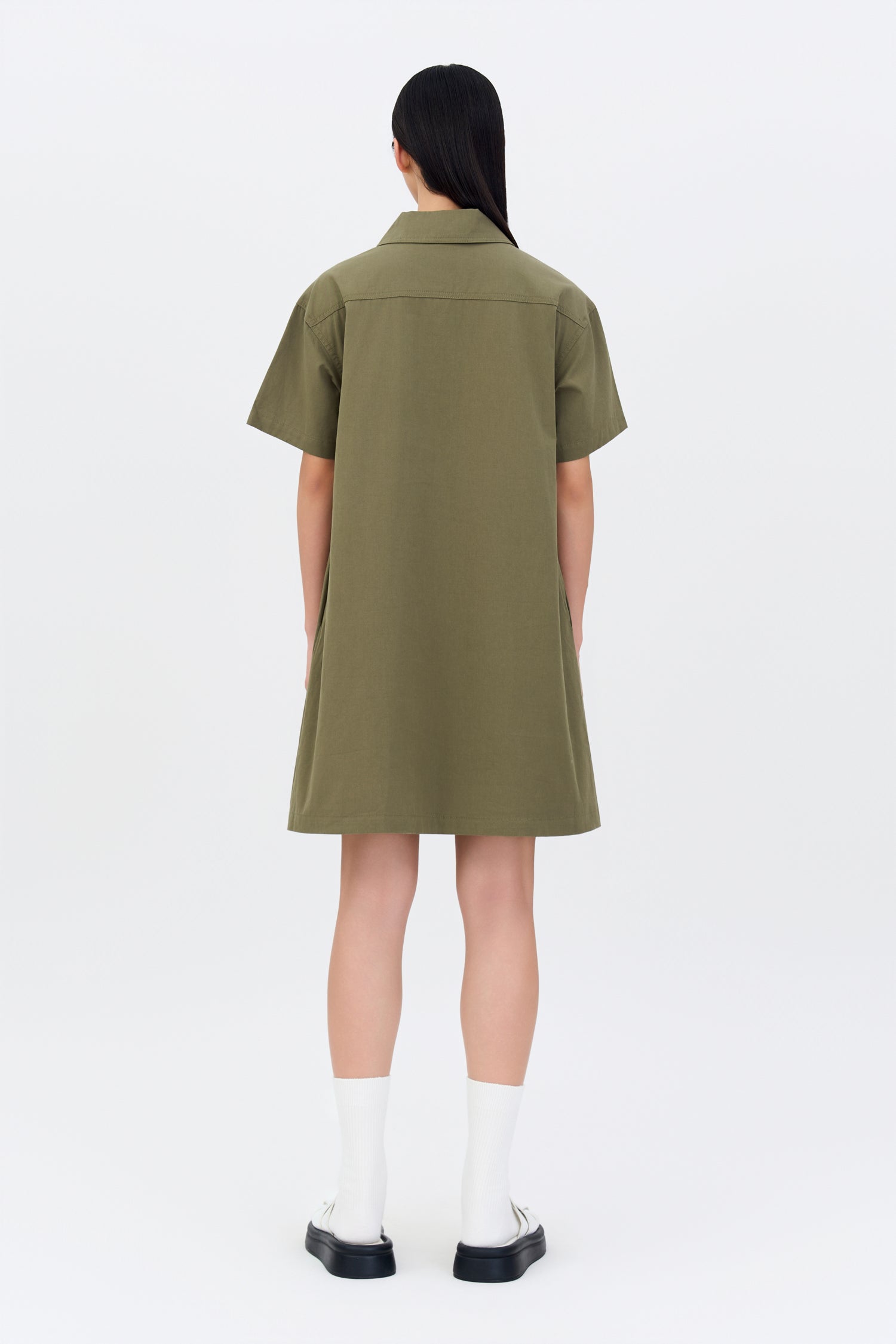 Patch Pocket Dress - Khaki Green