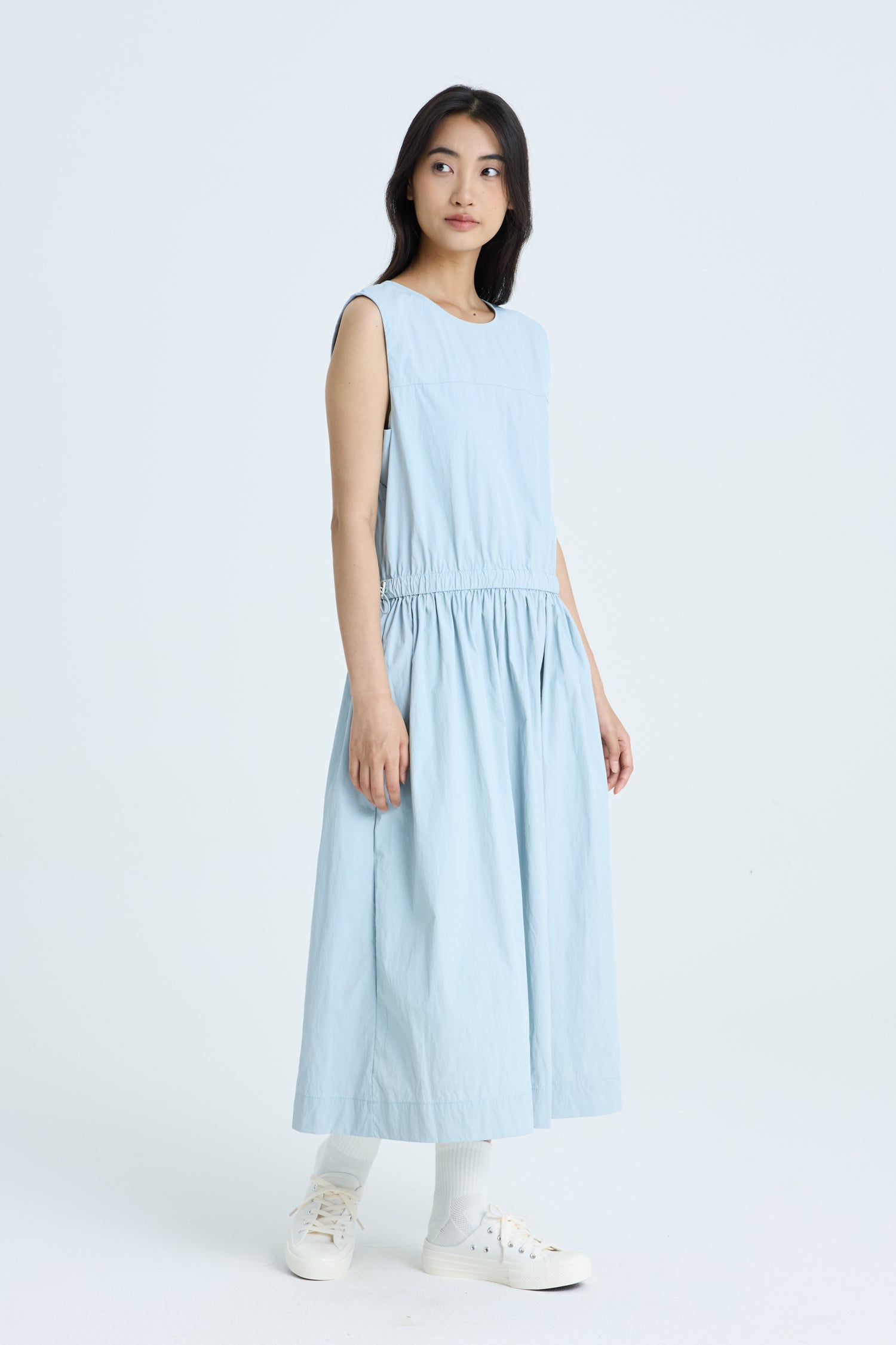 Drawcord Dress - Dusty Blue