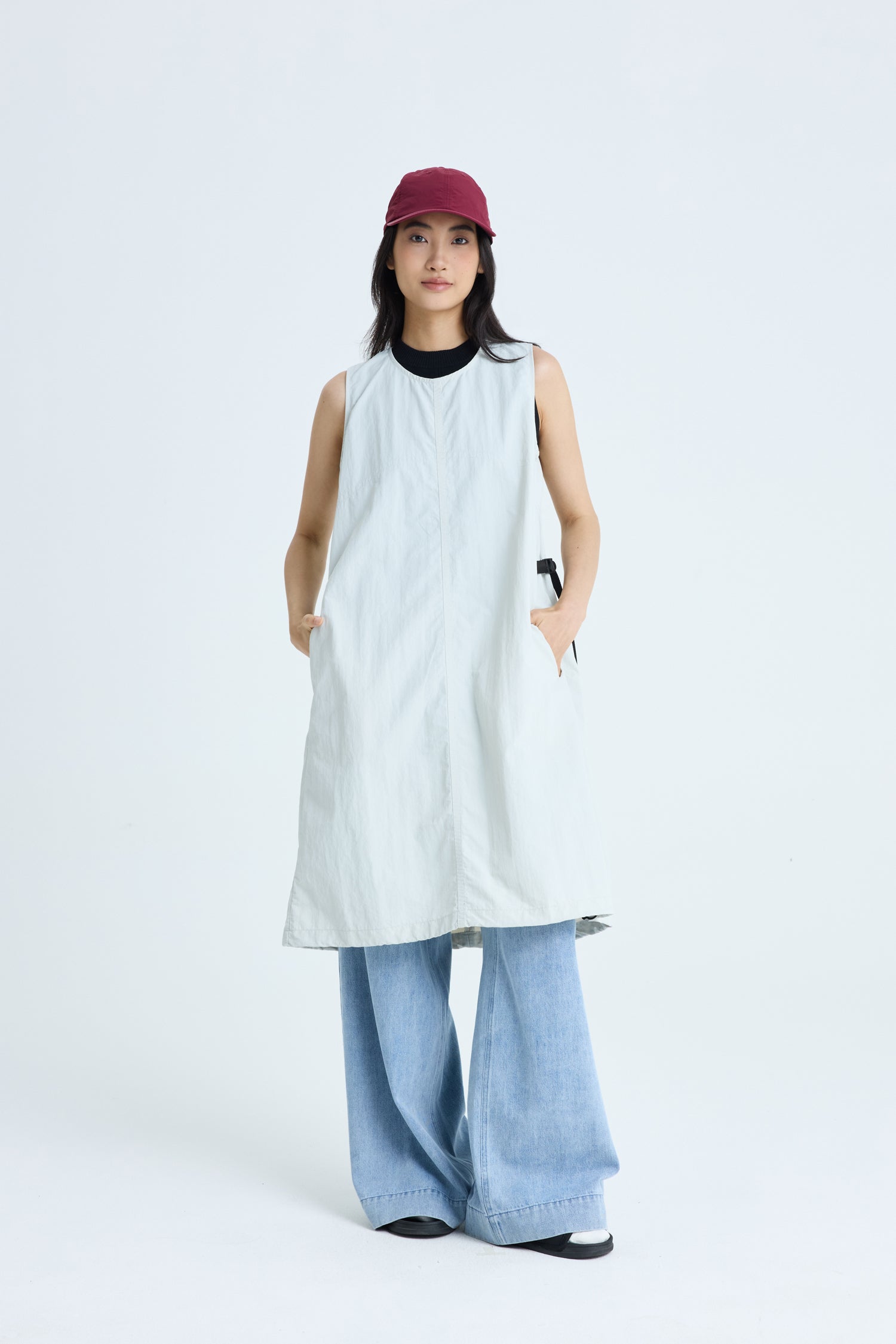 Side Buckle Dress - Light Grey