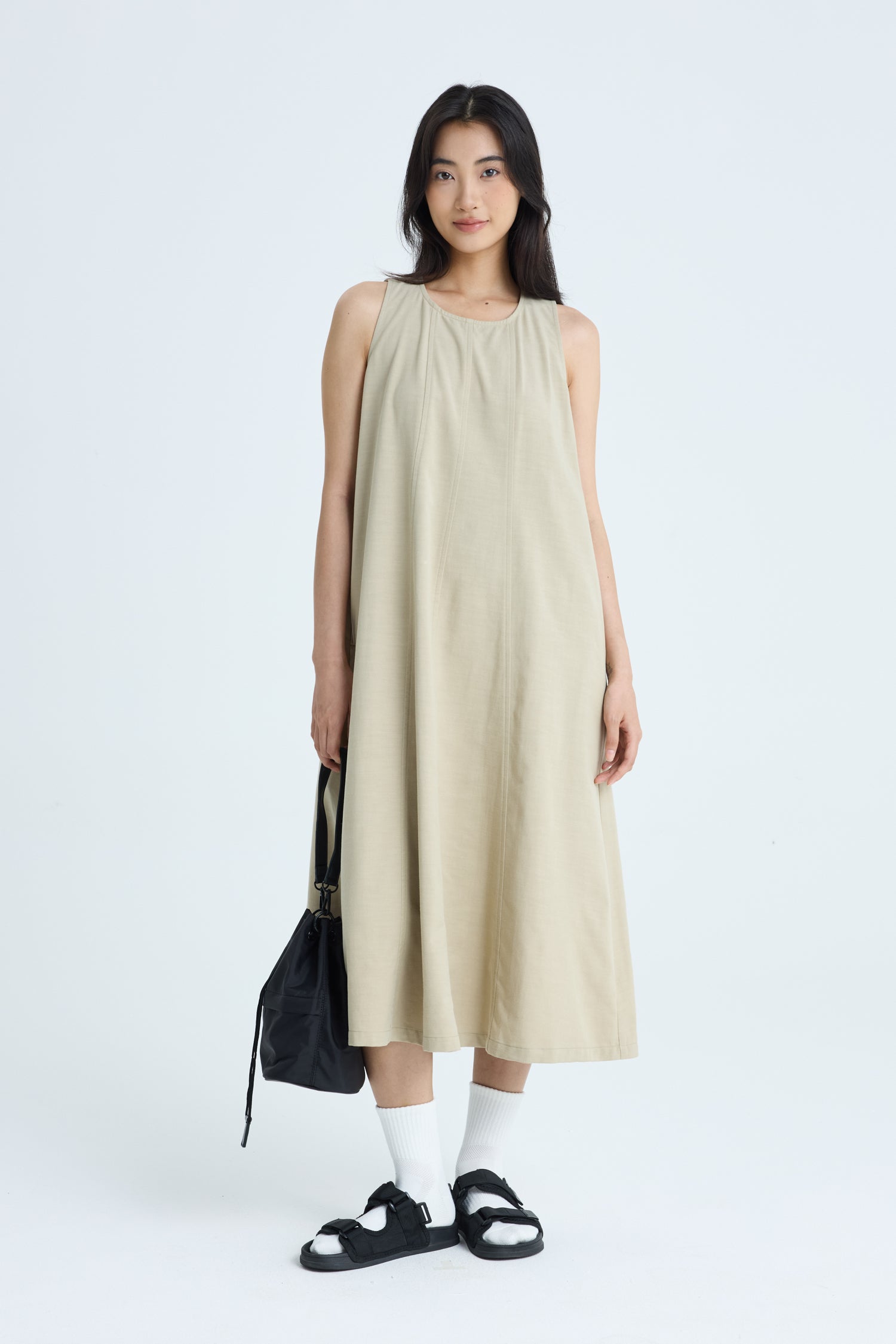 Sleeveless Panel Dress - Khaki