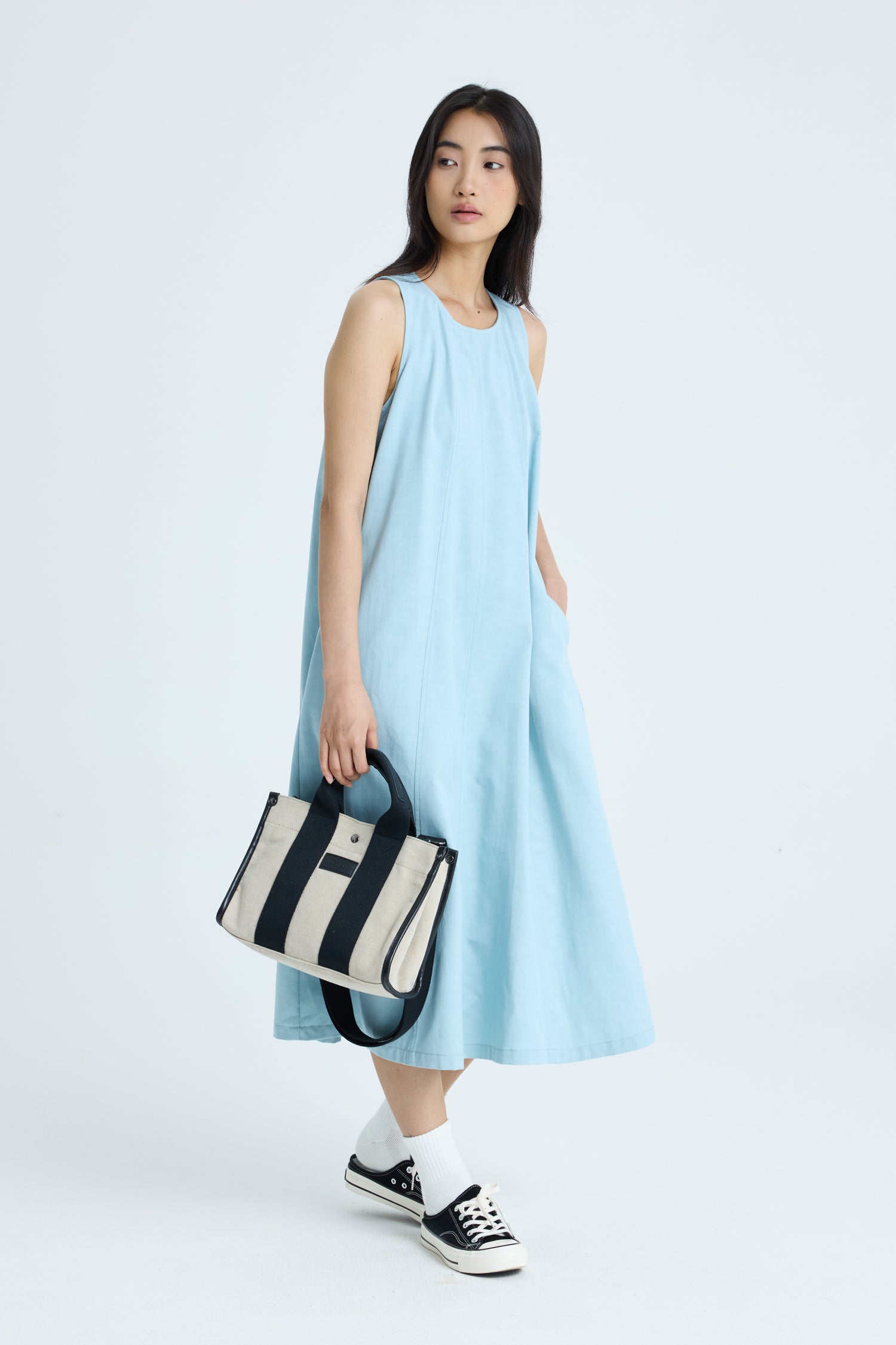 Sleeveless Panel Dress - Sky Blue