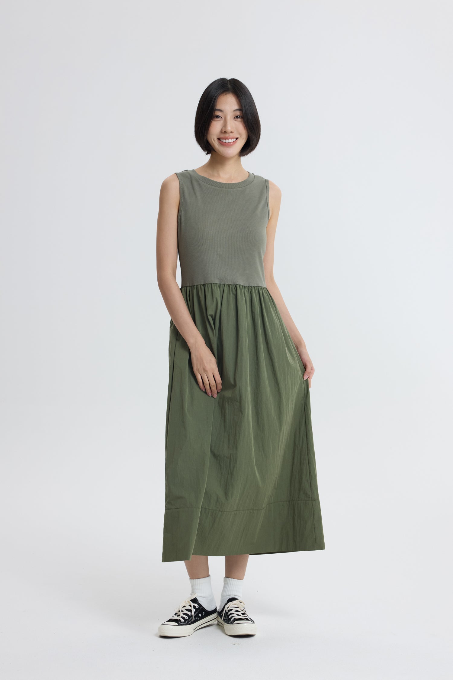 Classic Flare Dress - Army Green