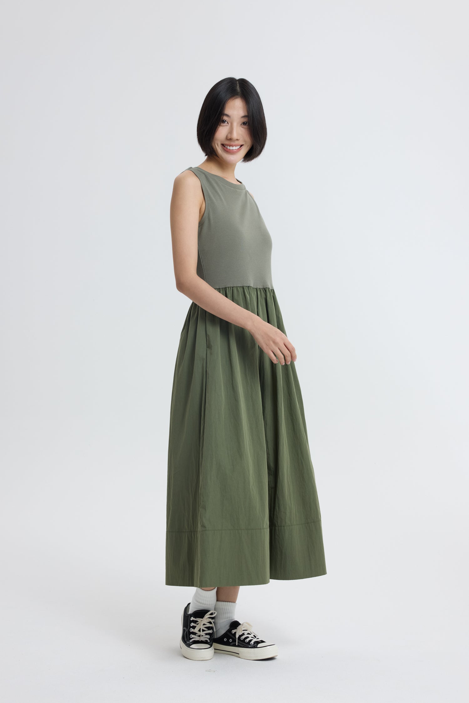 Classic Flare Dress - Army Green
