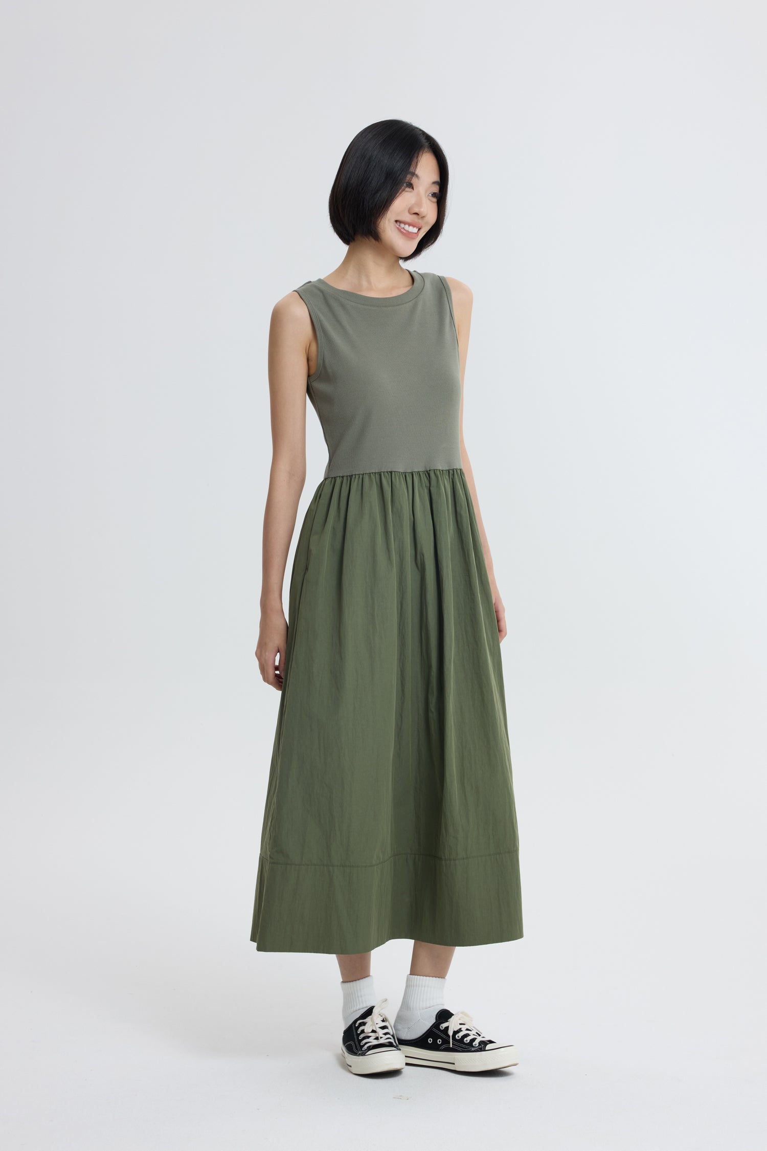 Classic Flare Dress - Army Green