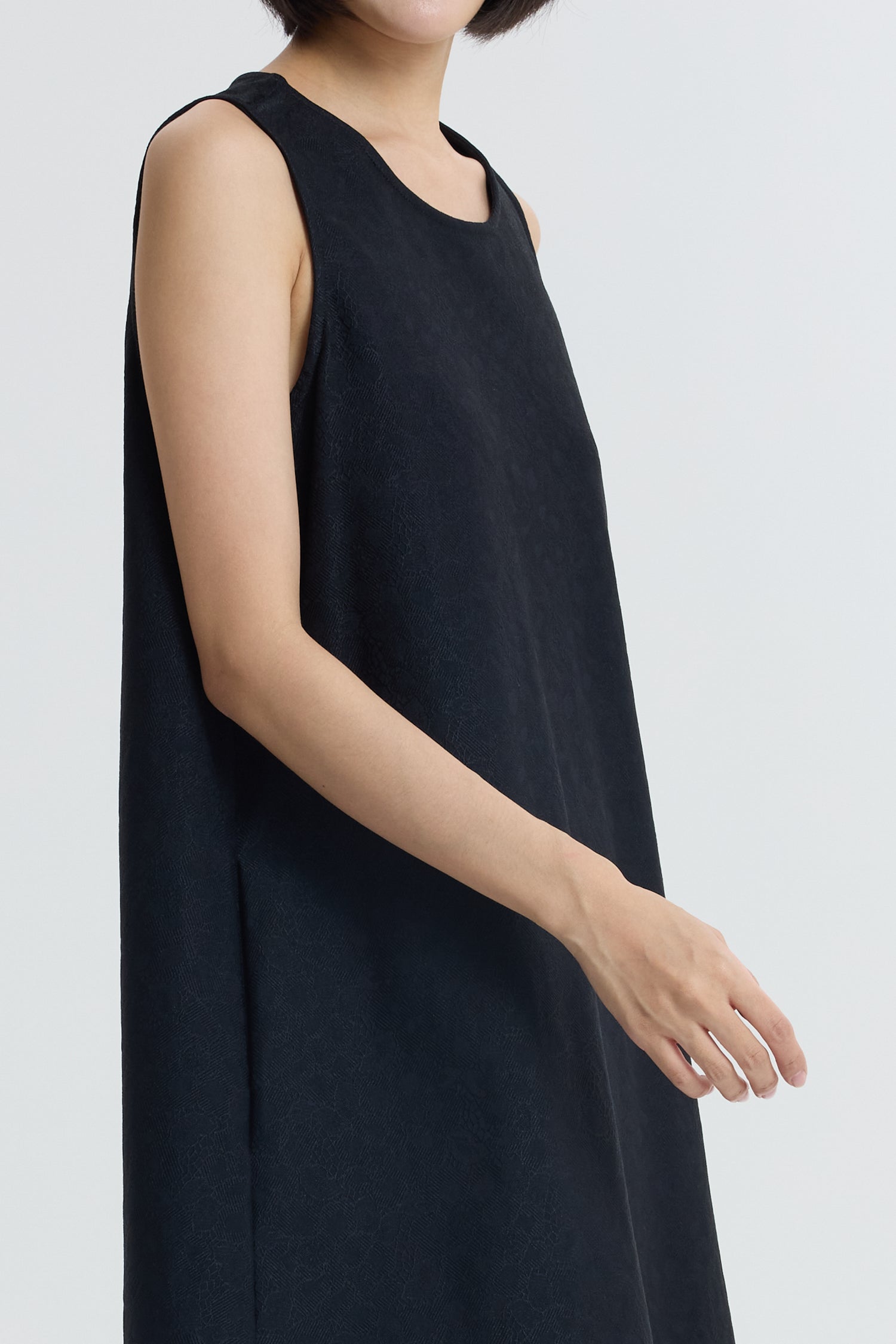 Floral Embossed Dress - Black