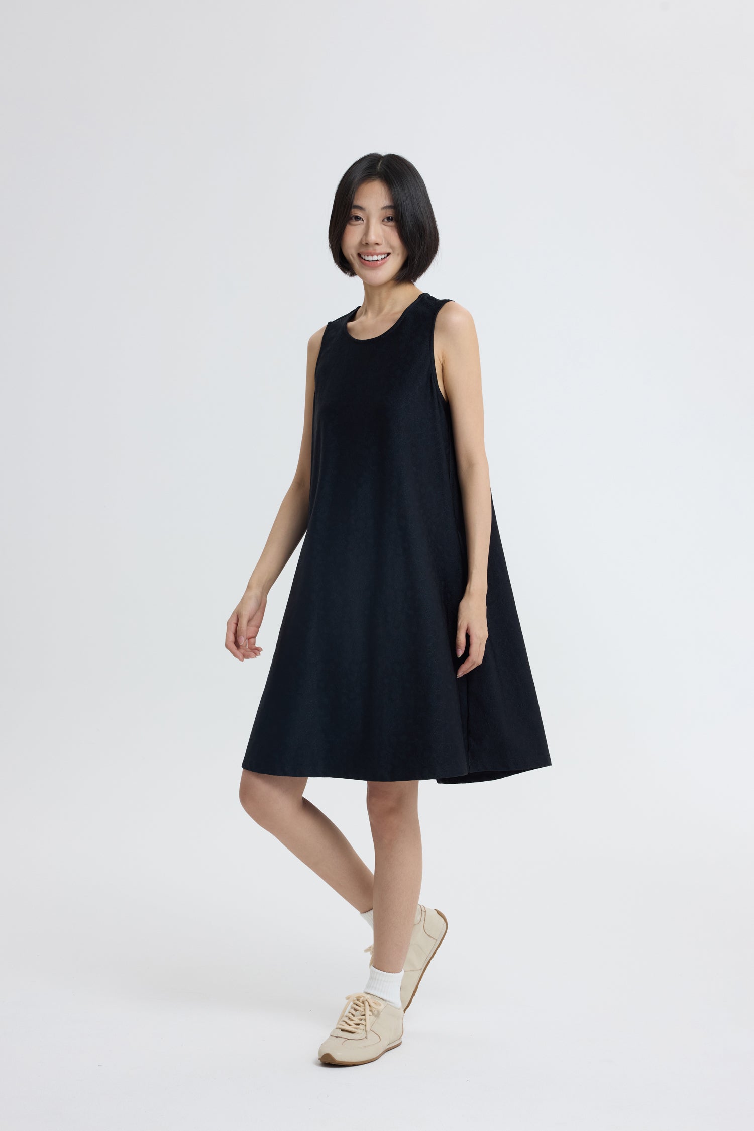 Floral Embossed Dress - Black